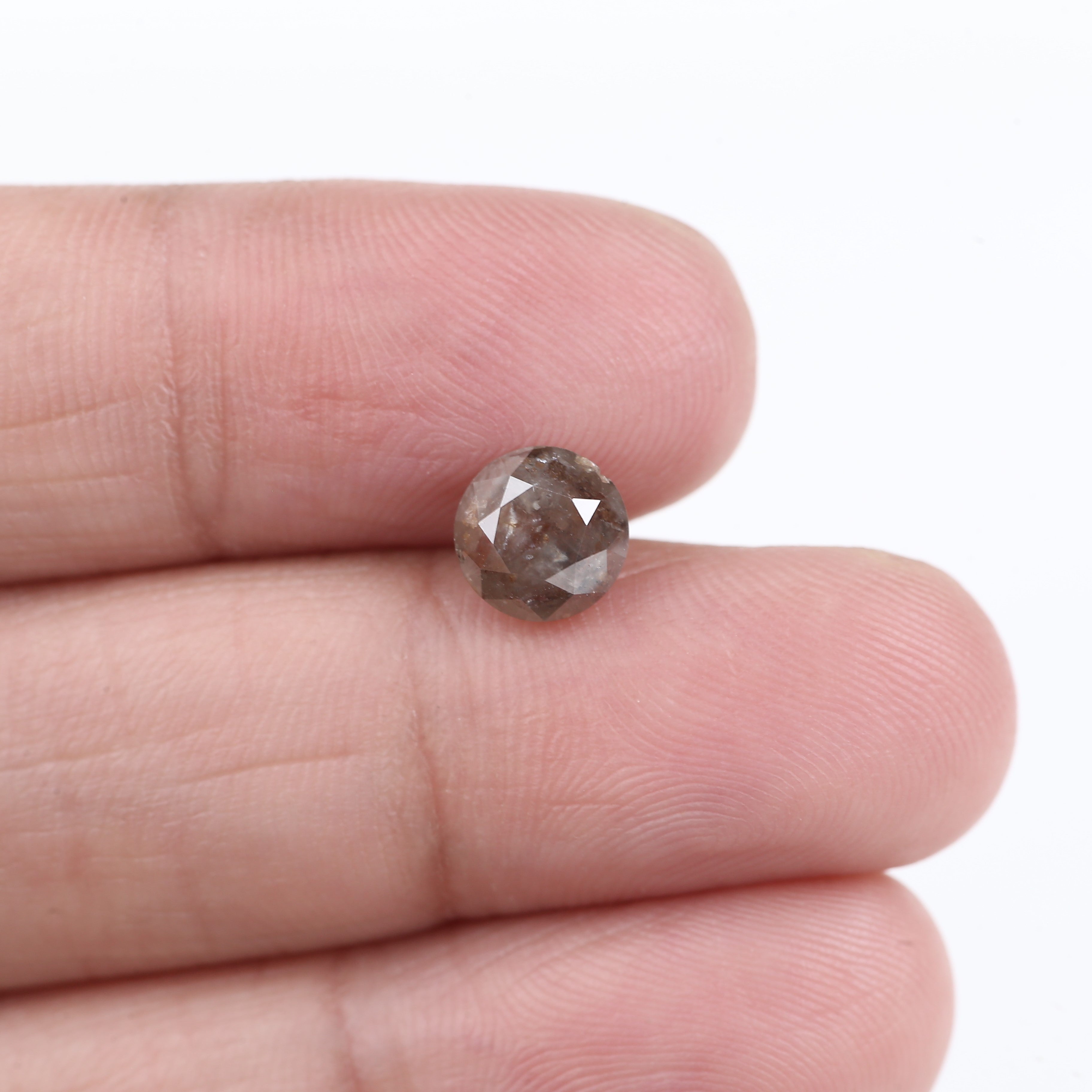 2.01 Carat Natural Rustic Brown Salt And Pepper Round Diamond 6.85 MM
