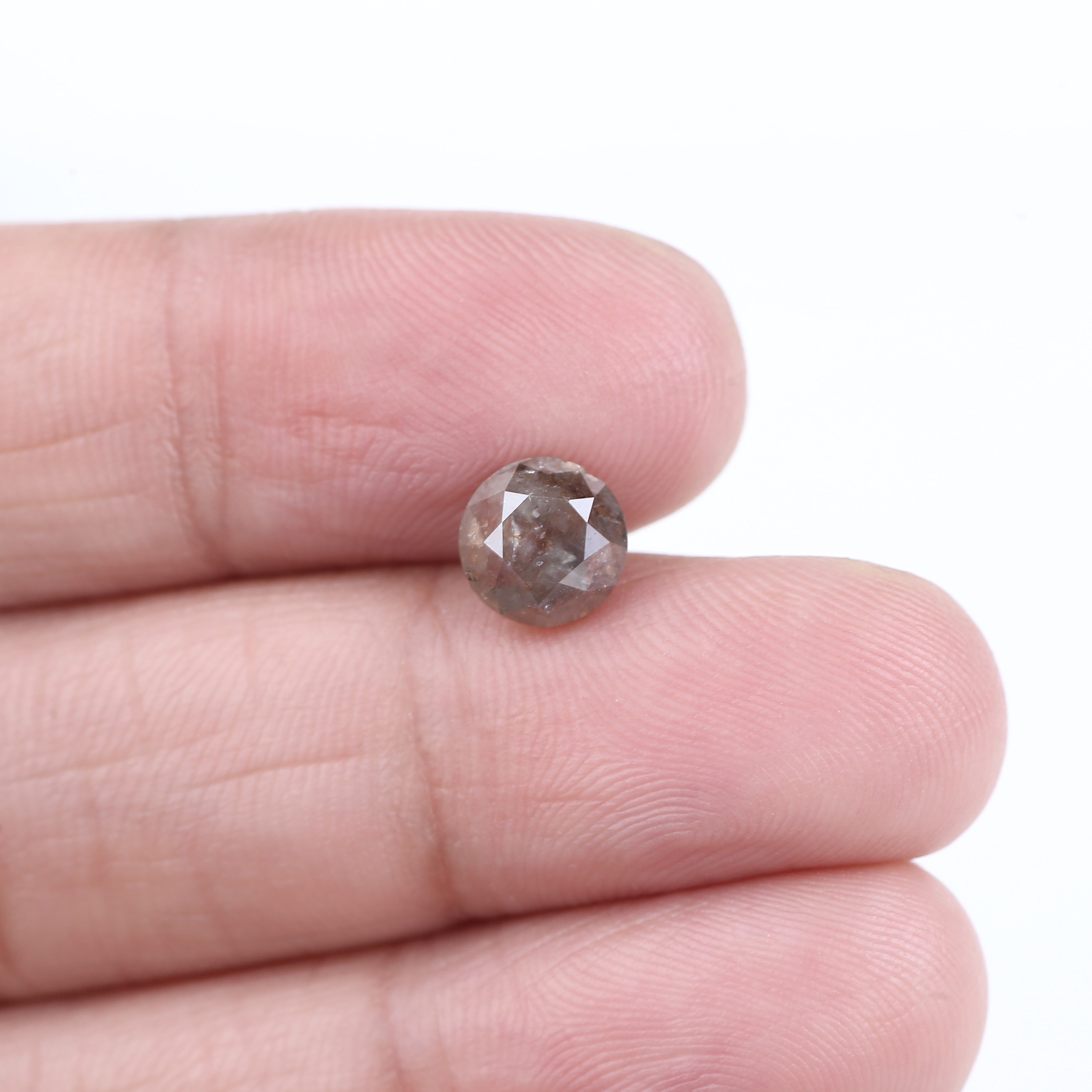 2.01 Carat Natural Rustic Brown Salt And Pepper Round Diamond 6.85 MM