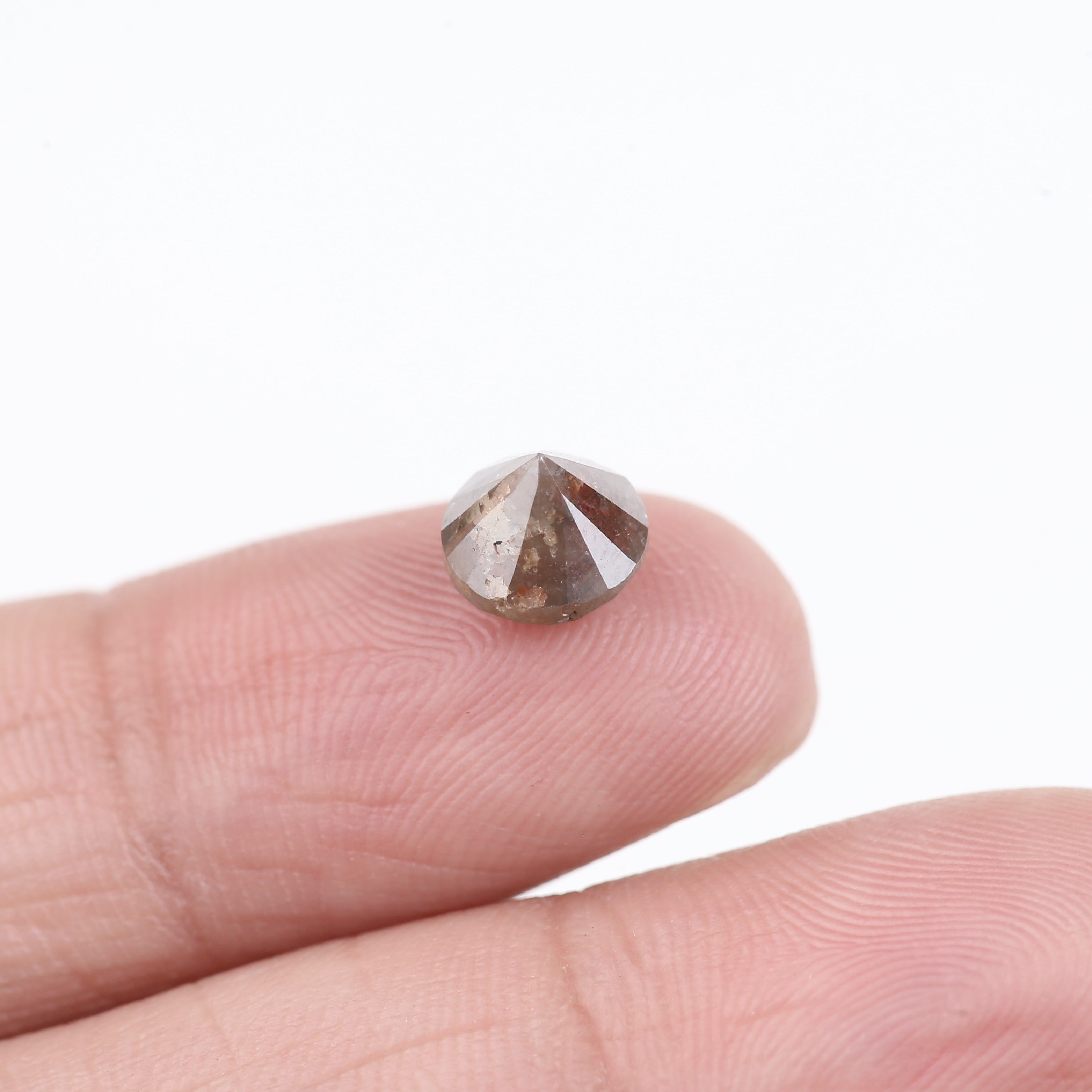 2.01 Carat Natural Rustic Brown Salt And Pepper Round Diamond 6.85 MM