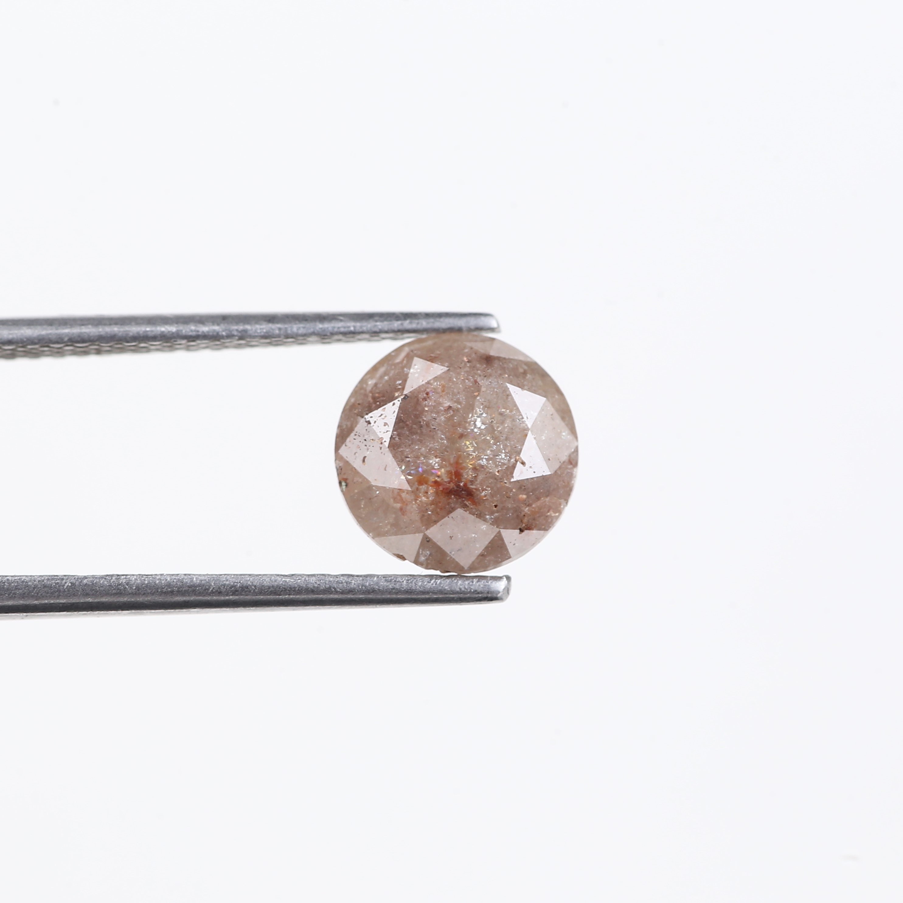 2.48 Carat Natural Salt And Pepper Peach Round Unique Diamonds 8 MM