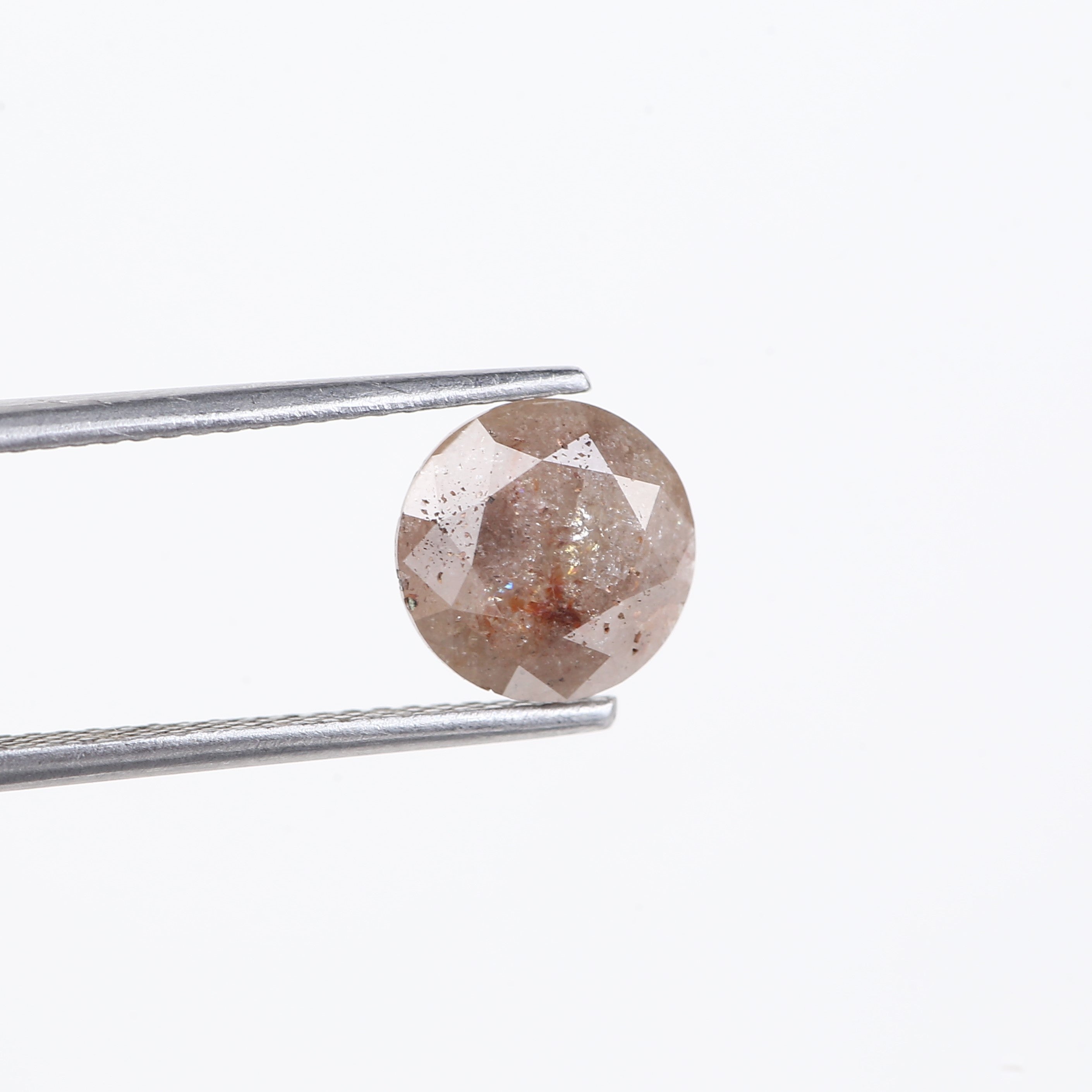 2.48 Carat Natural Salt And Pepper Peach Round Unique Diamonds 8 MM