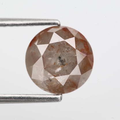 2.22 Carat Natural Peachy Orange Round Salt and Pepper Diamond 6.7 MM - Blackdiamond