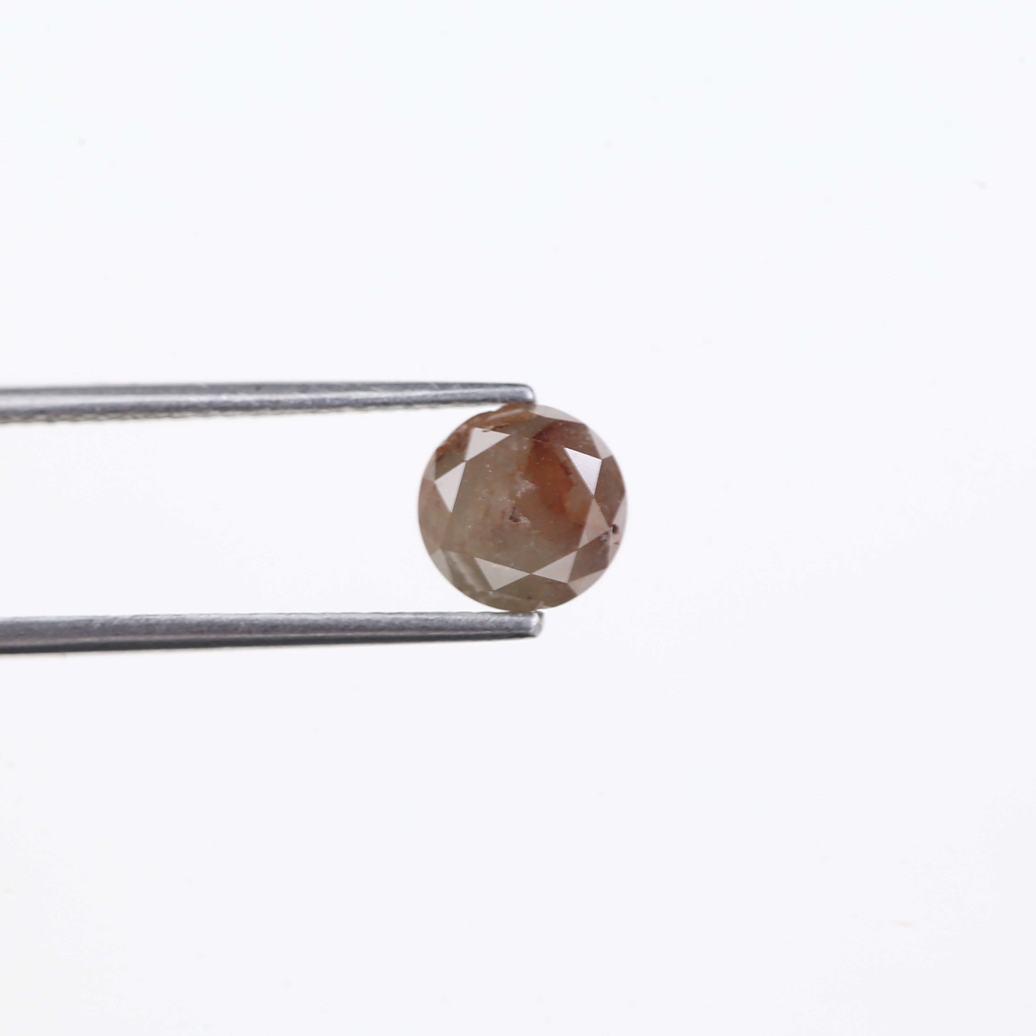 1.60 Carat Natural Salt And Pepper Round Cut Brown Red Diamond 6.80 MM