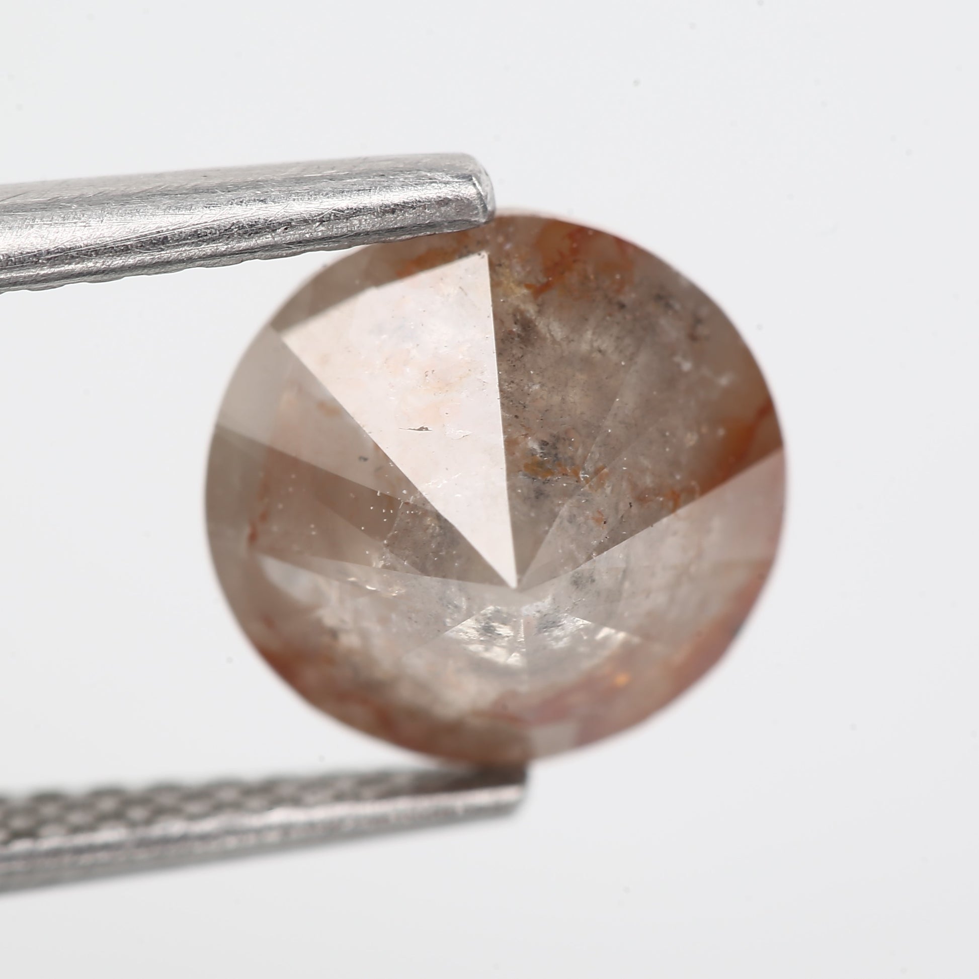 2.22 Carat Natural Peachy Orange Round Salt and Pepper Diamond 6.7 MM - Blackdiamond