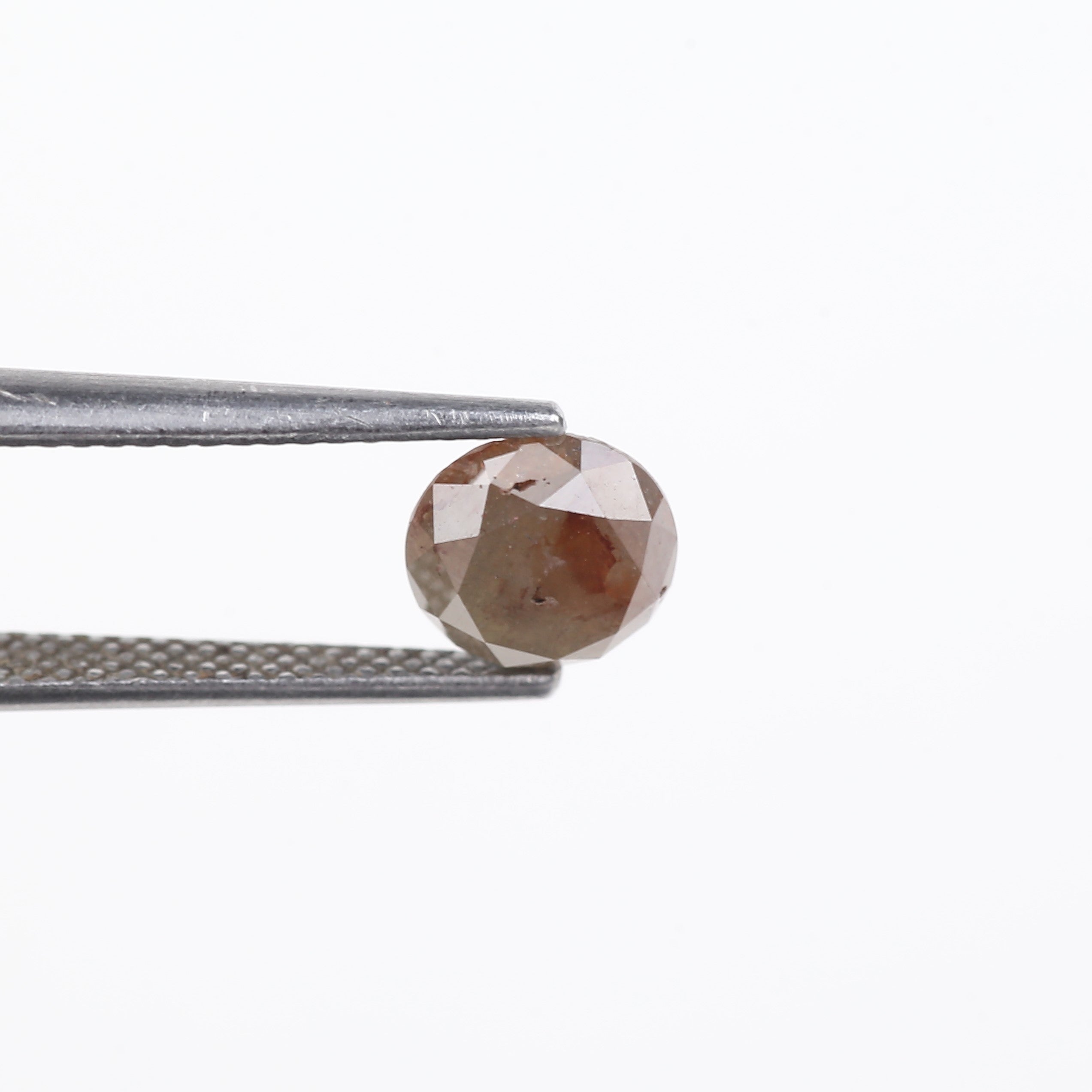 1.60 Carat Natural Salt And Pepper Round Cut Brown Red Diamond 6.80 MM