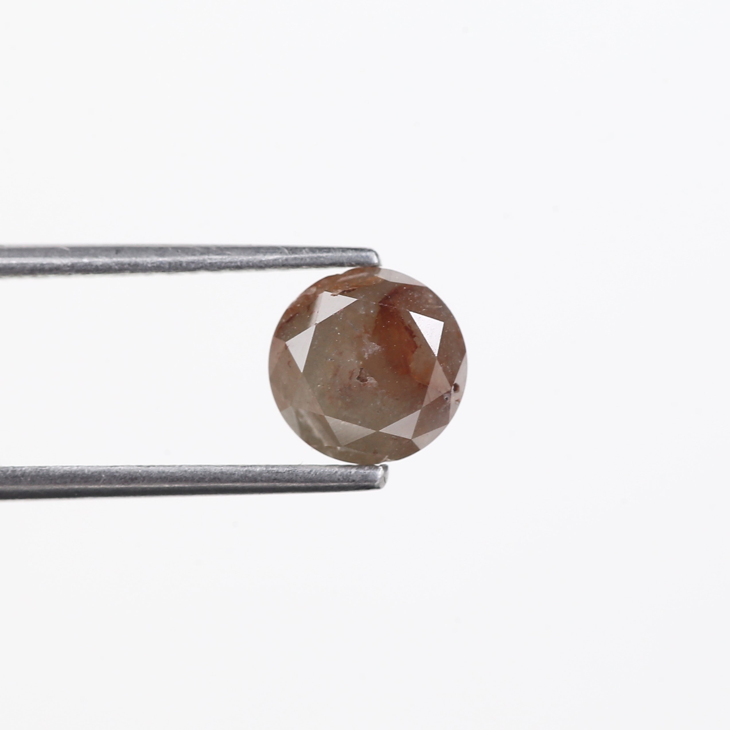 1.60 Carat Natural Salt And Pepper Round Cut Brown Red Diamond 6.80 MM