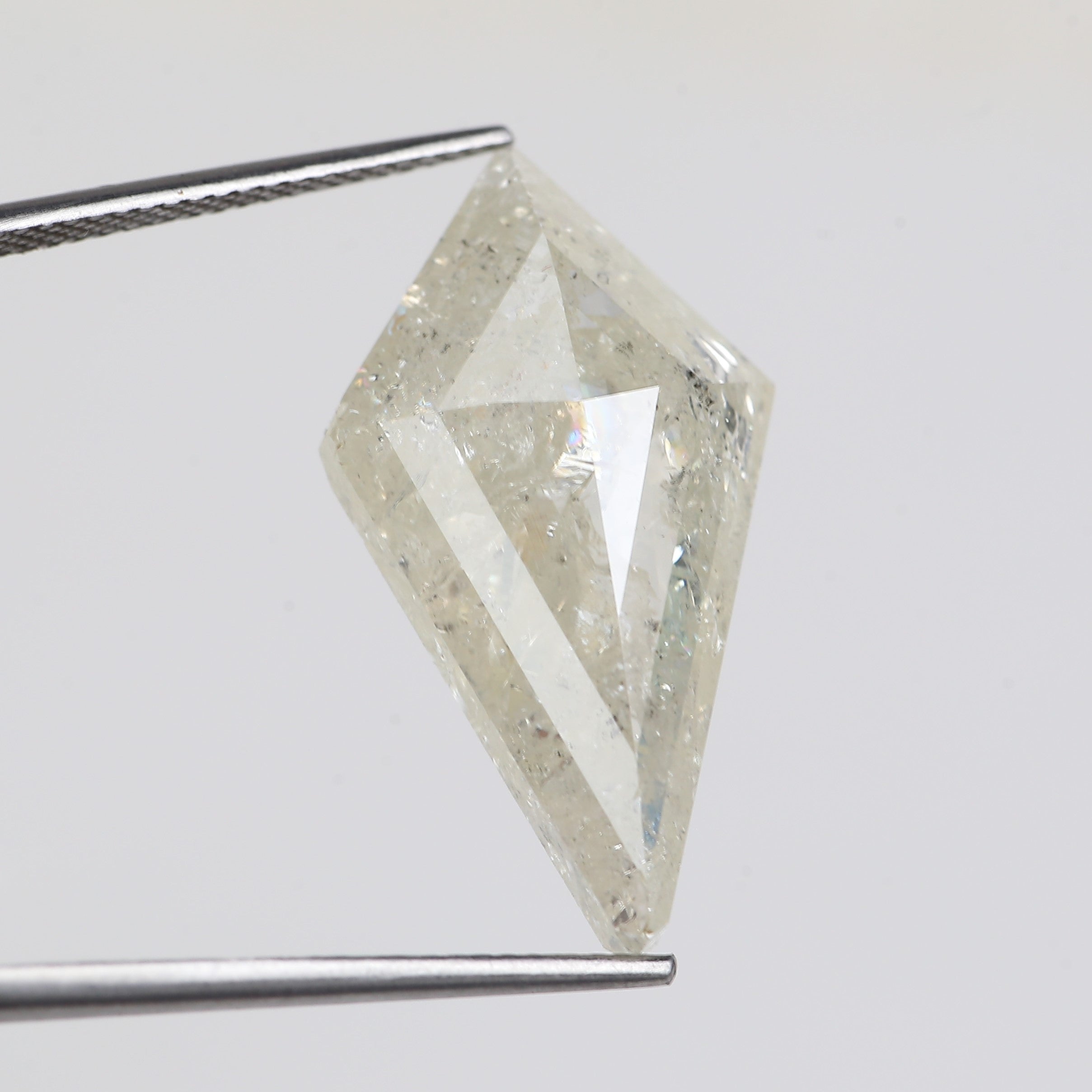 13 Carat Kite Cut Salt Pepper Diamond Natural Milky Light Yellowish White