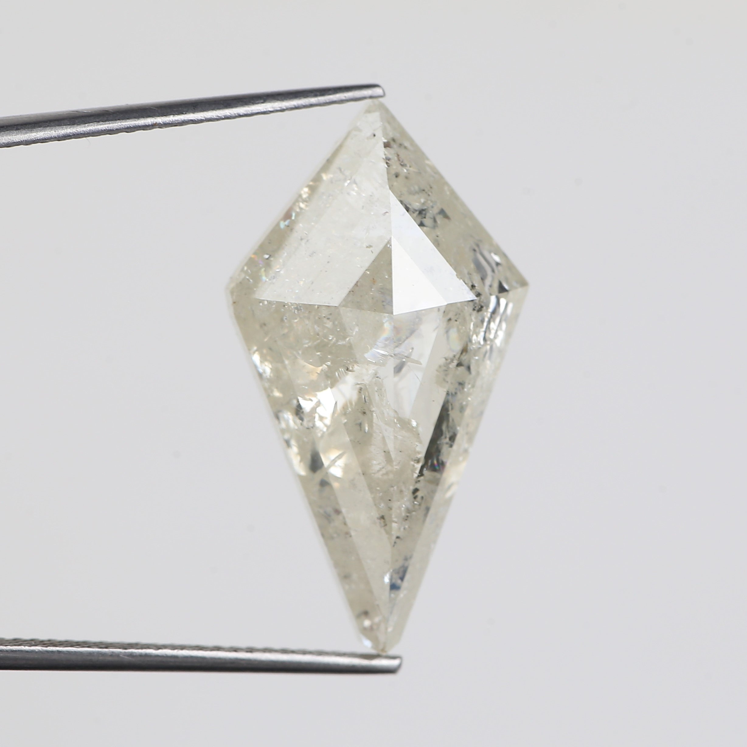 13 Carat Kite Cut Salt Pepper Diamond Natural Milky Light Yellowish White