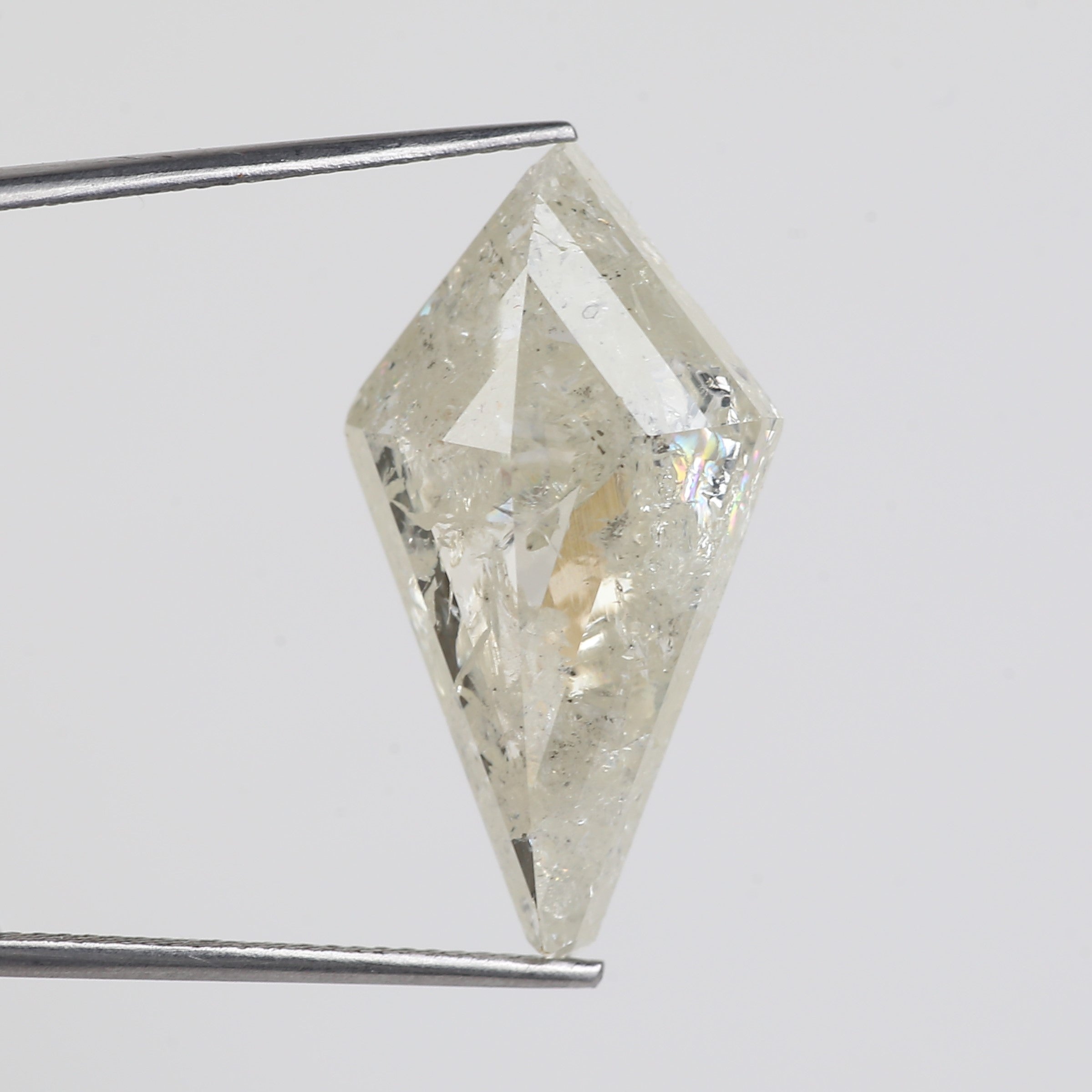 13 Carat Kite Cut Salt Pepper Diamond Natural Milky Light Yellowish White