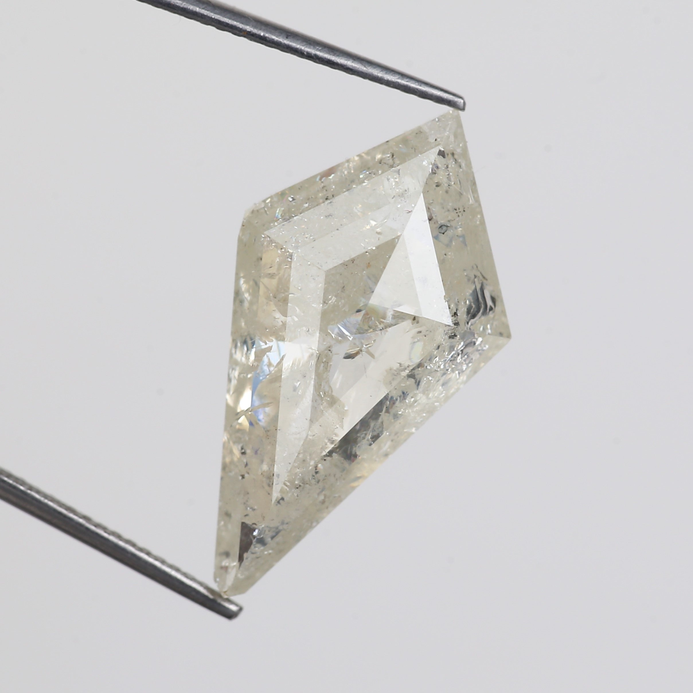13 Carat Kite Cut Salt Pepper Diamond Natural Milky Light Yellowish White