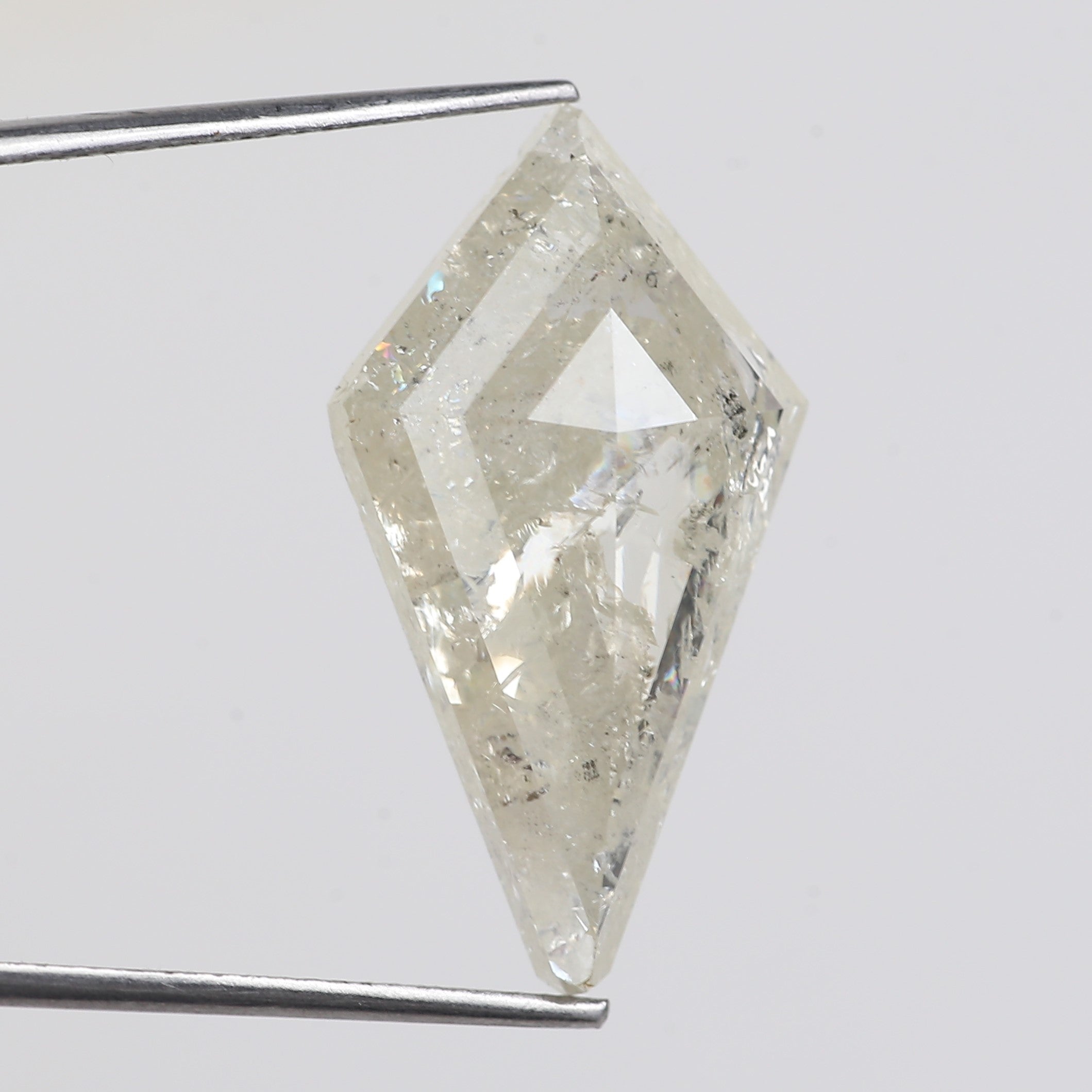13 Carat Kite Cut Salt Pepper Diamond Natural Milky Light Yellowish White