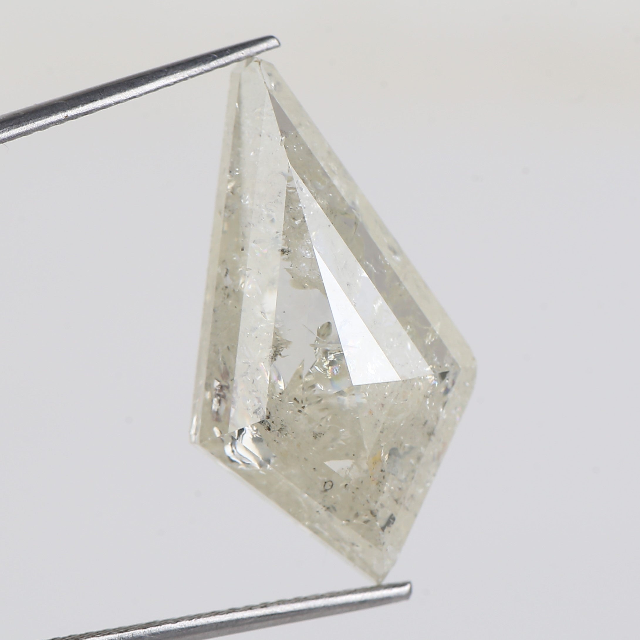 13 Carat Kite Cut Salt Pepper Diamond Natural Milky Light Yellowish White