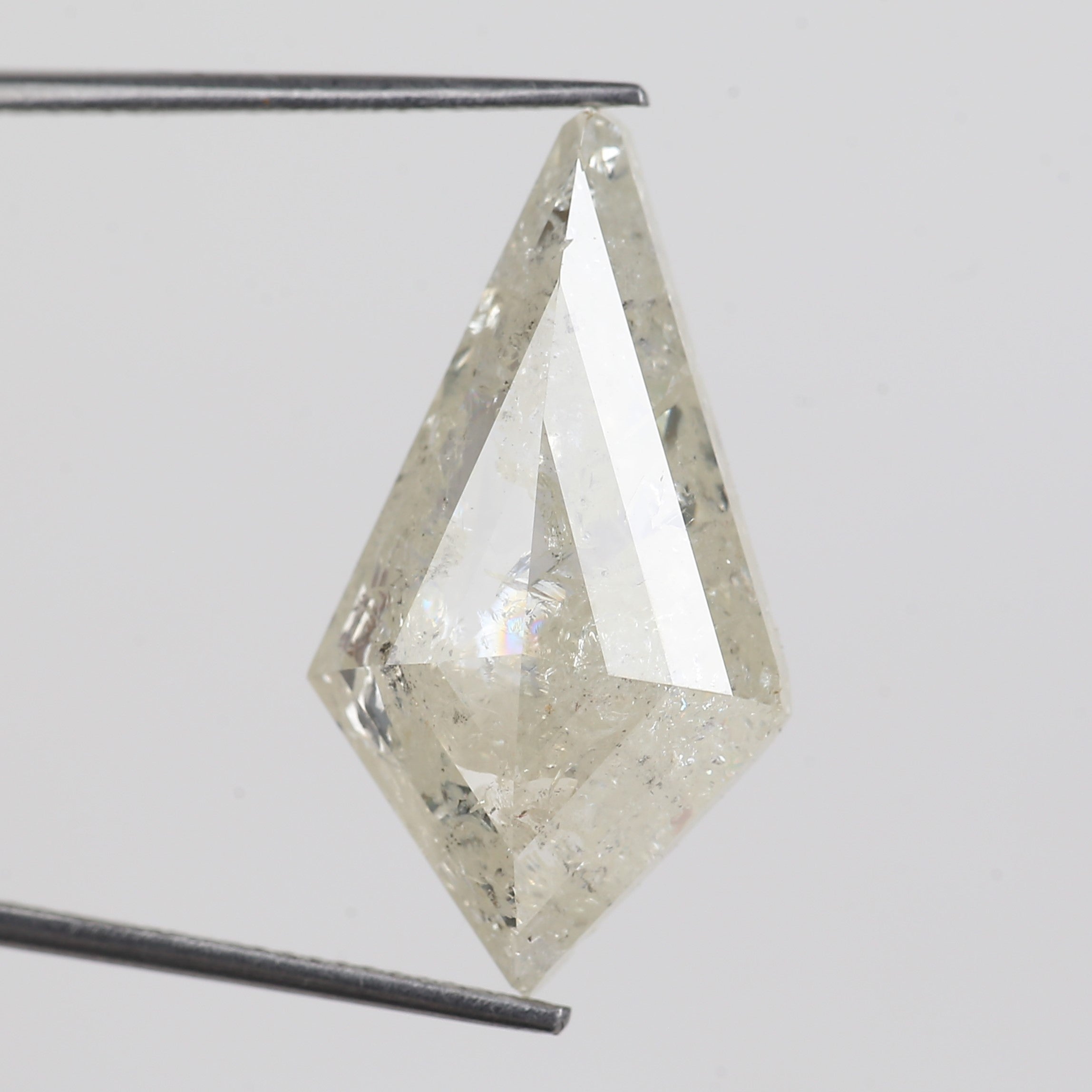 13 Carat Kite Cut Salt Pepper Diamond Natural Milky Light Yellowish White