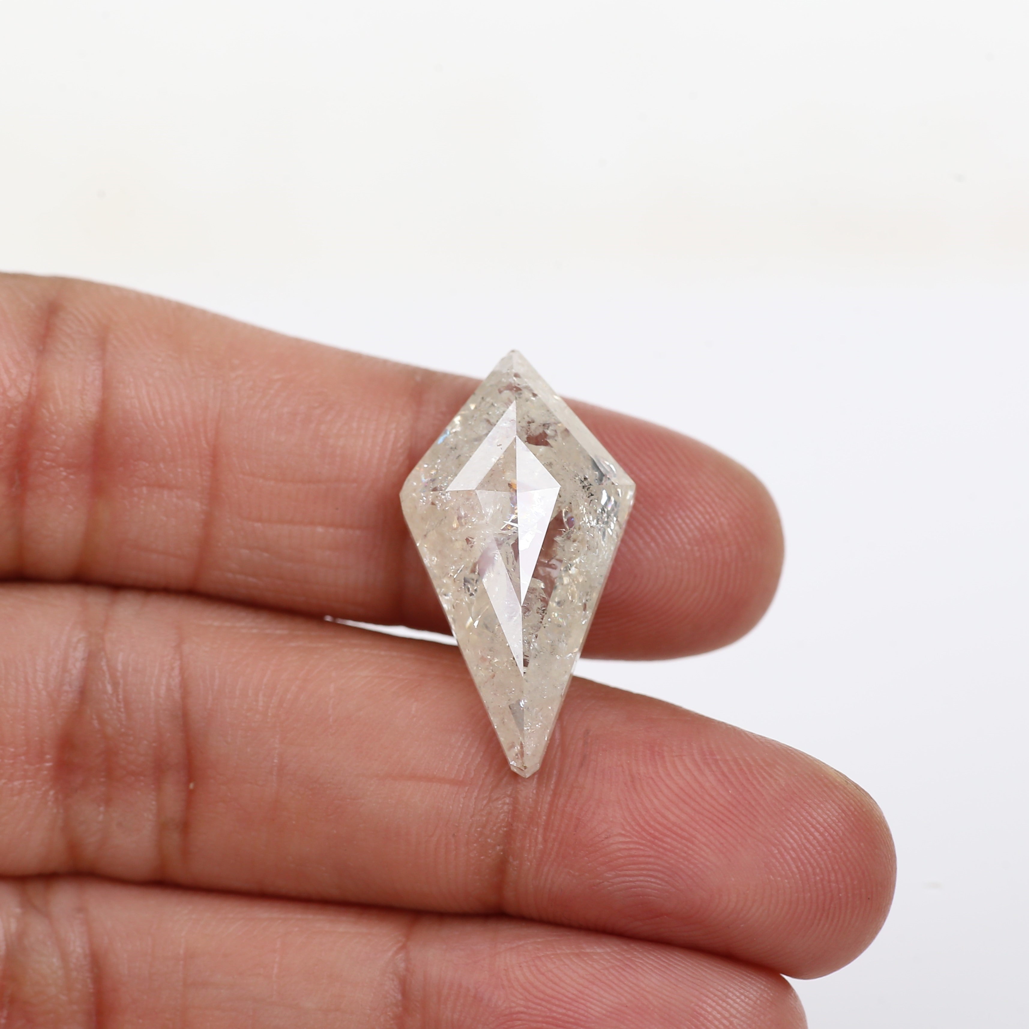 13 Carat Kite Cut Salt Pepper Diamond Natural Milky Light Yellowish White