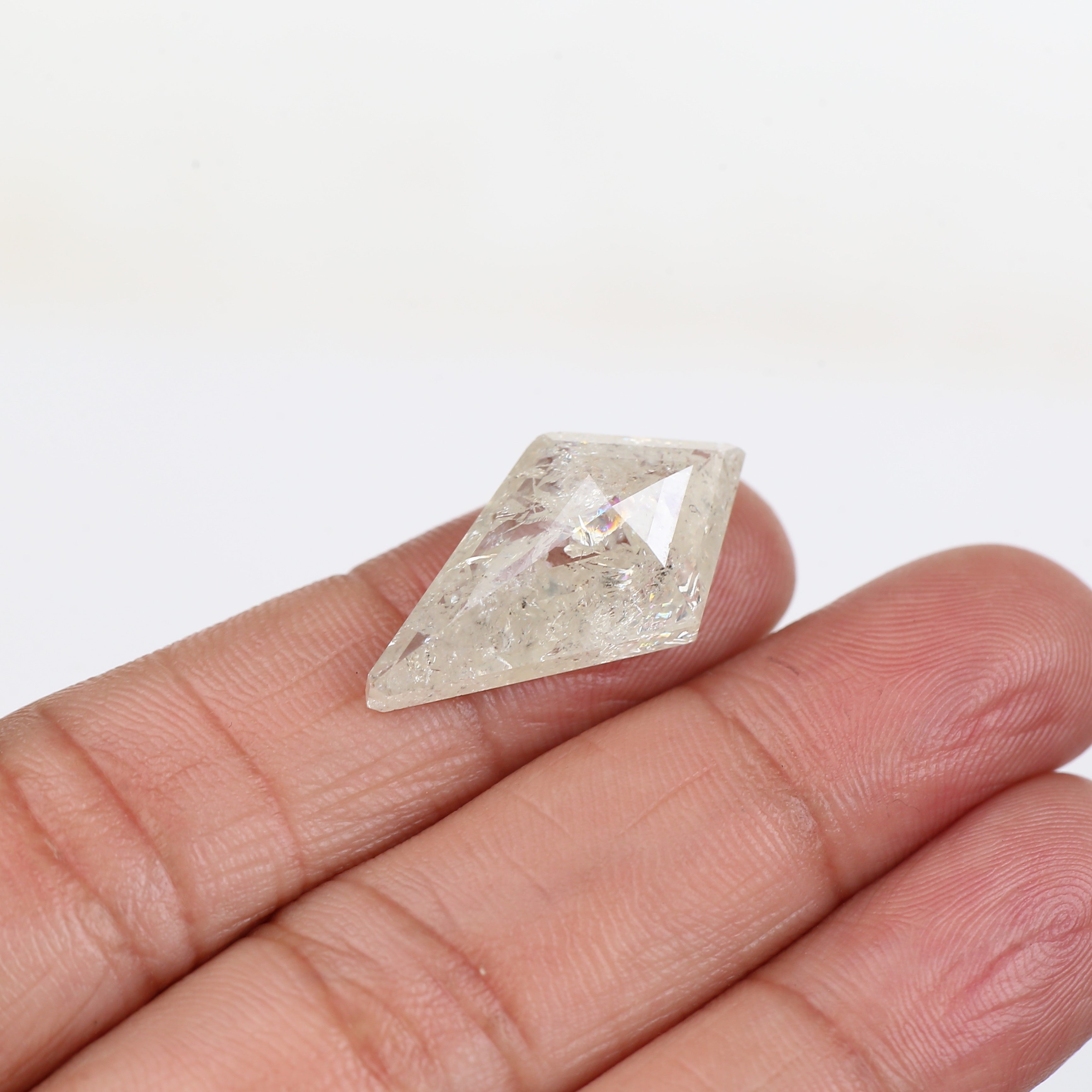 13 Carat Kite Cut Salt Pepper Diamond Natural Milky Light Yellowish White
