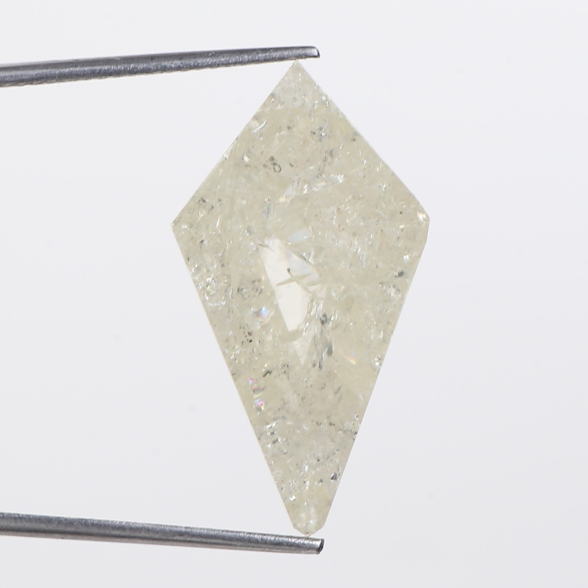 13 Carat Kite Cut Salt Pepper Diamond Natural Milky Light Yellowish White