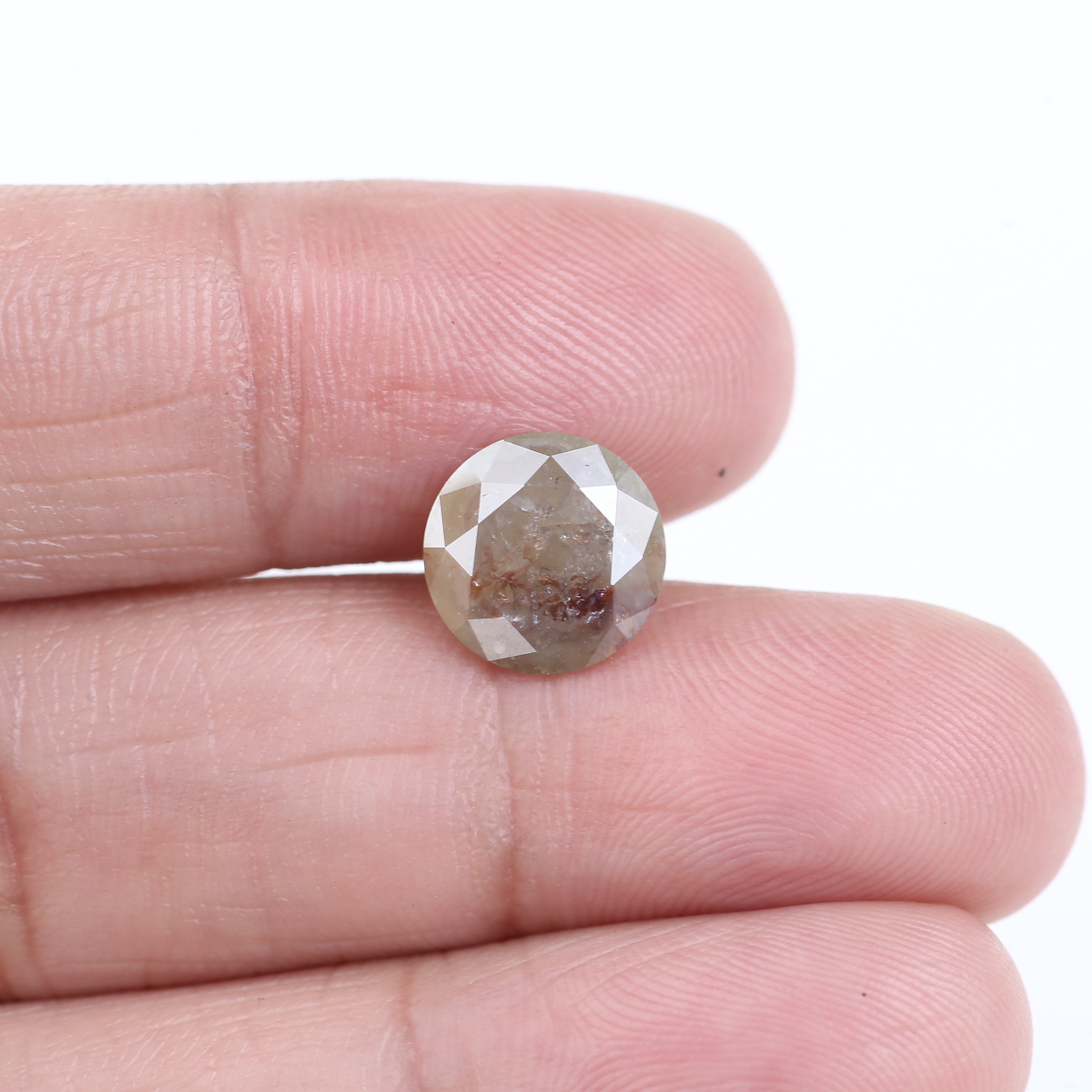 3 Carat Salt and Pepper Diamond Round Brown Natural Loose Stone 9.5 MM