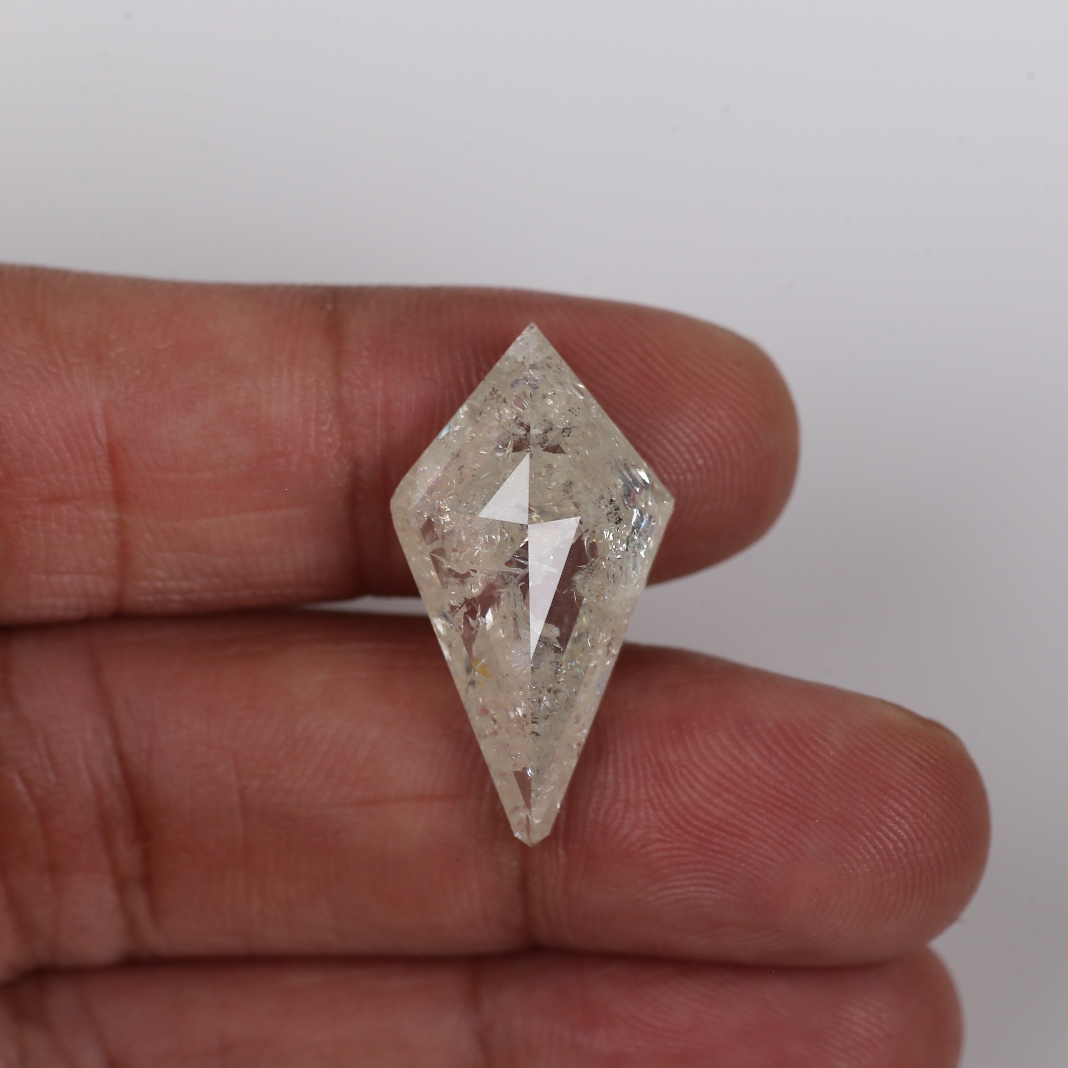 13 Carat Kite Cut Salt Pepper Diamond Natural Milky Light Yellowish White