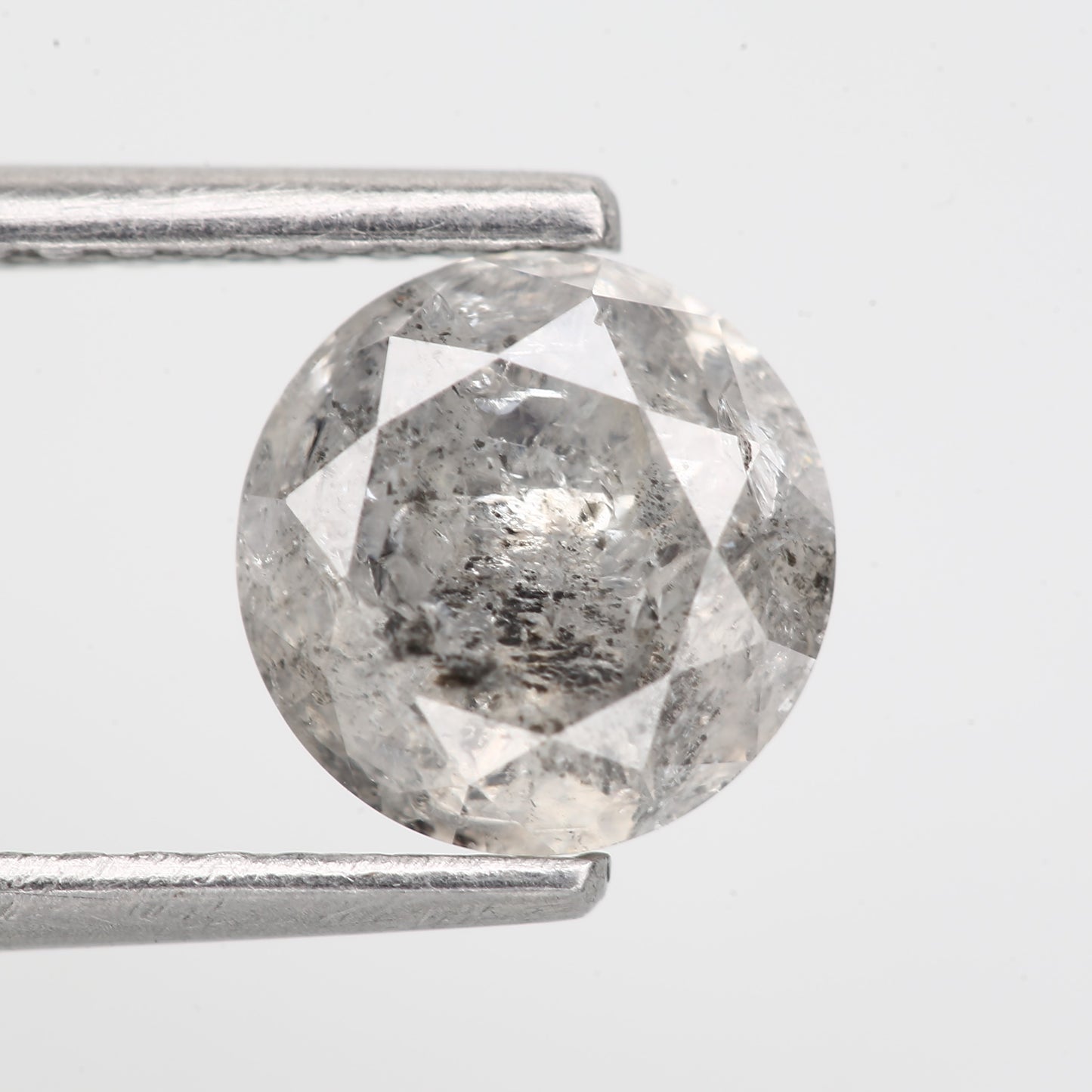 1.23 Carat Natural Stormy Grey Round Salt and Pepper Diamond 6.6 MM - Blackdiamond