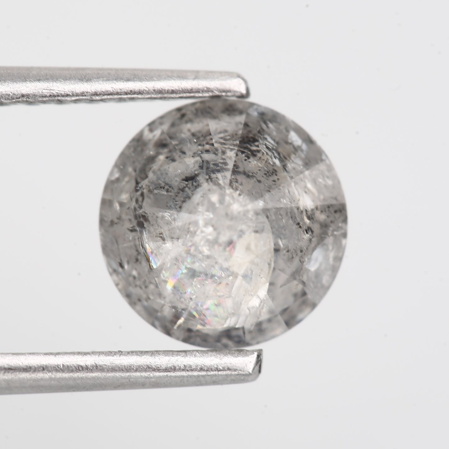 1.23 Carat Natural Stormy Grey Round Salt and Pepper Diamond 6.6 MM - Blackdiamond