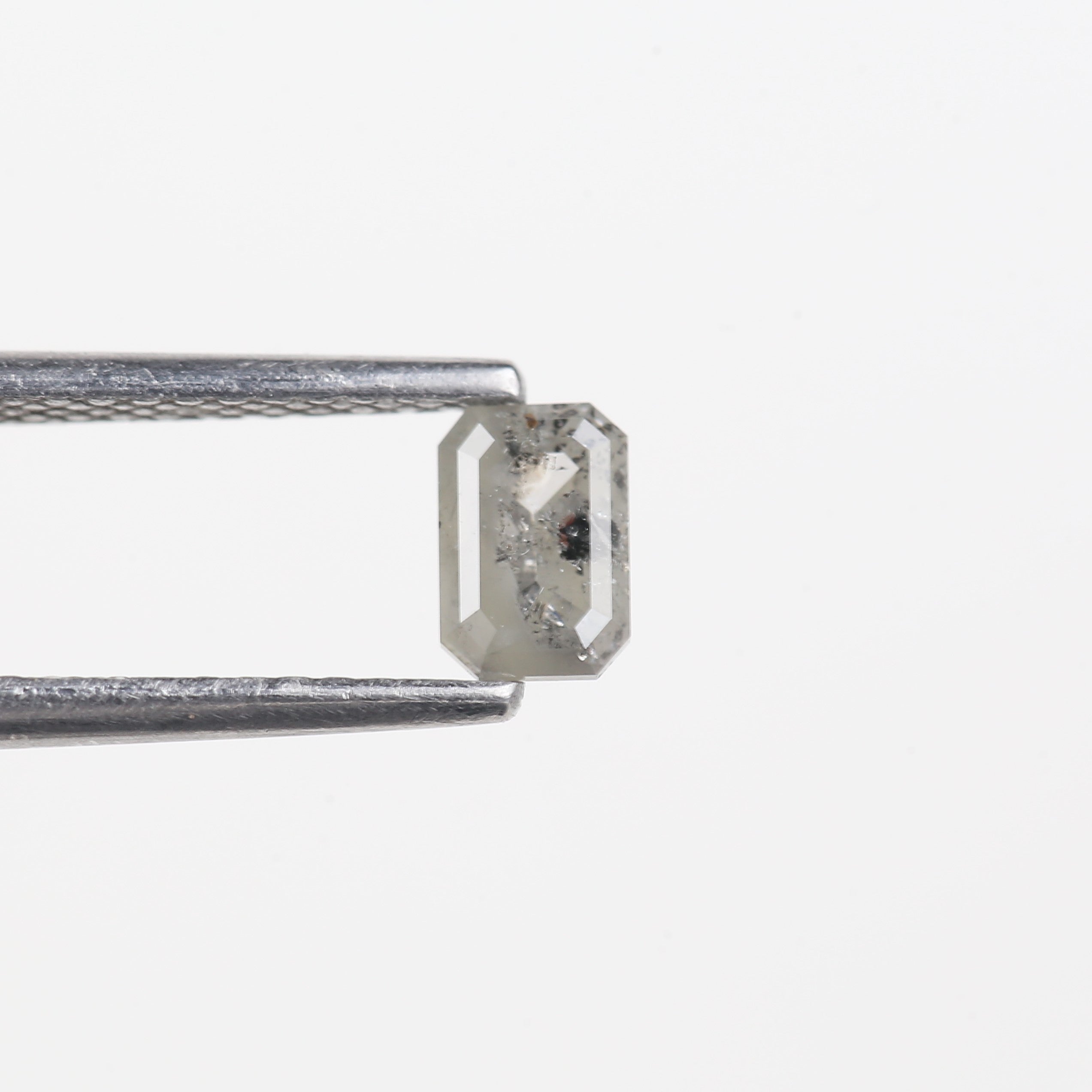 0.45 Carat Natural Light Grey Emerald Cut Salt And Pepper Diamond 5.17 MM