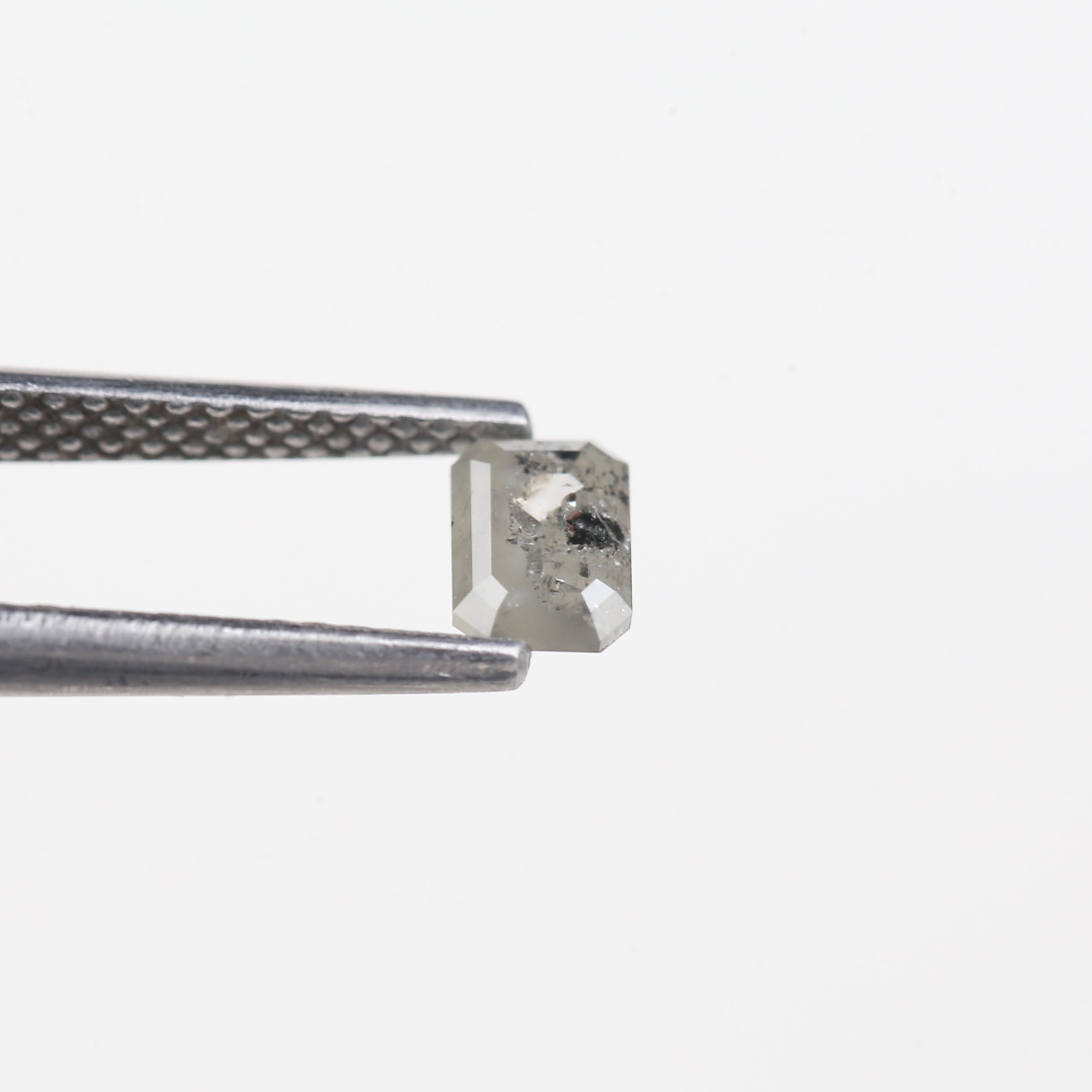 0.45 Carat Natural Light Grey Emerald Cut Salt And Pepper Diamond 5.17 MM