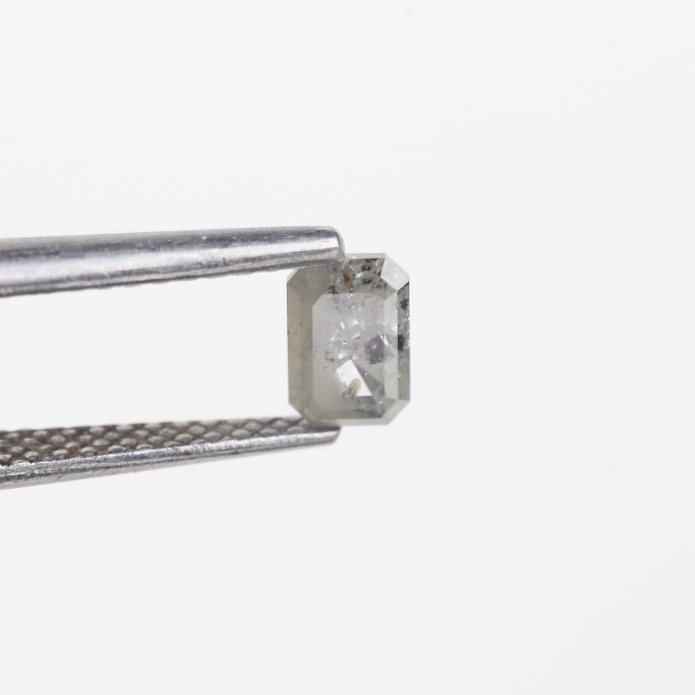 0.45 Carat Natural Light Grey Emerald Cut Salt And Pepper Diamond 5.17 MM