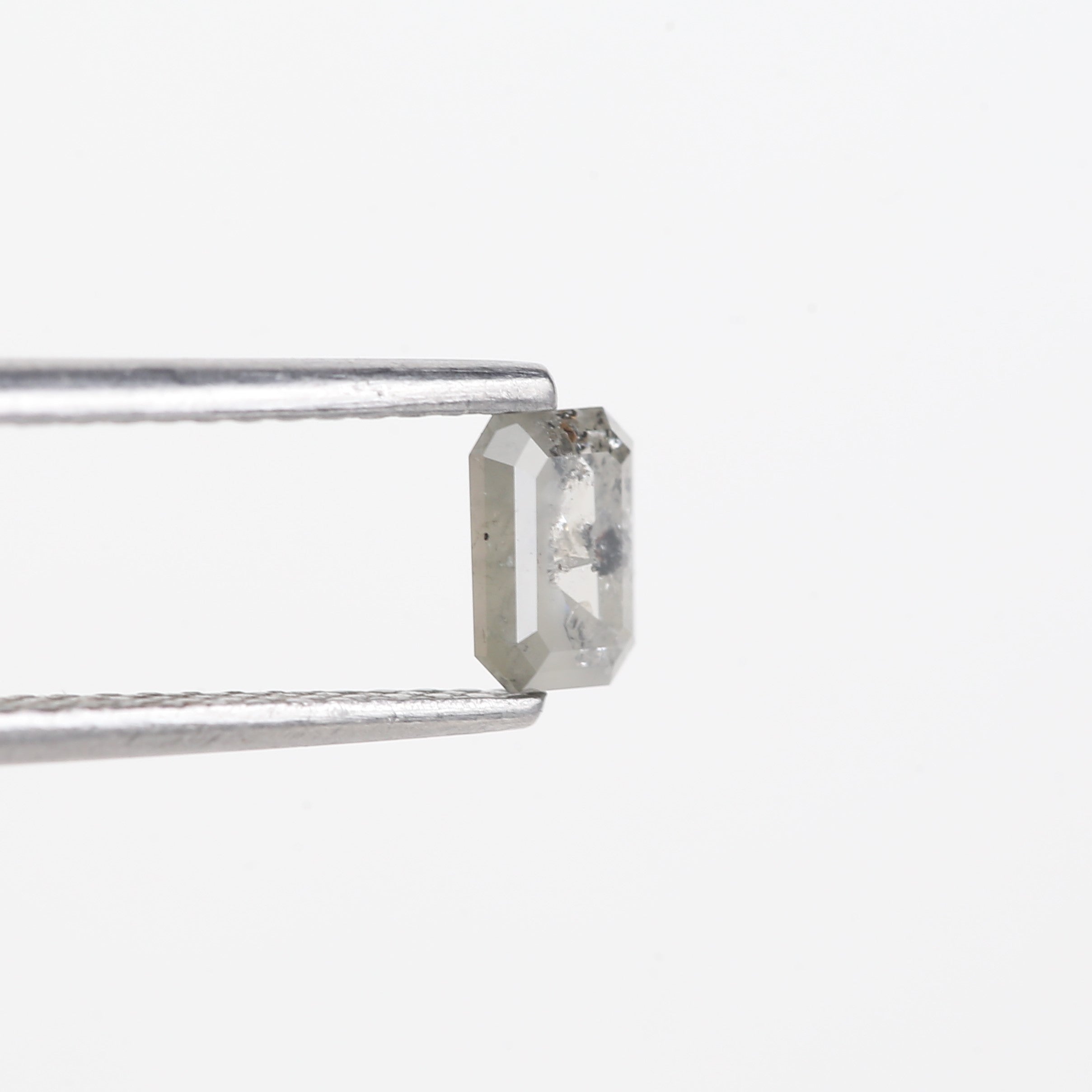 0.45 Carat Natural Light Grey Emerald Cut Salt And Pepper Diamond 5.17 MM