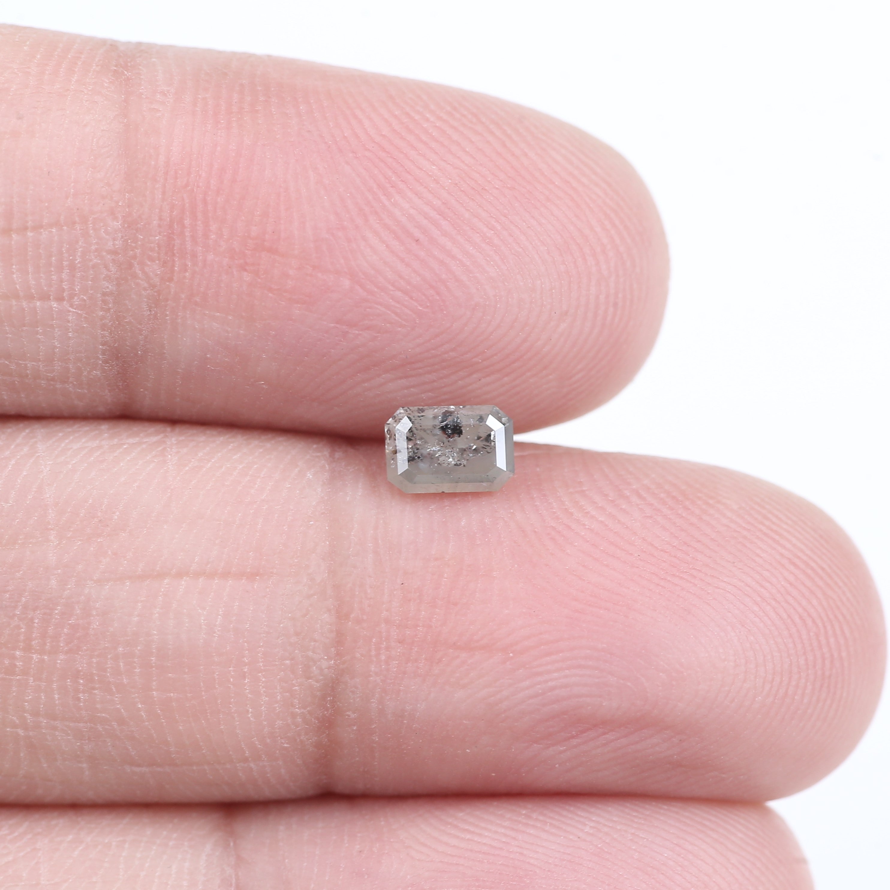 0.45 Carat Natural Light Grey Emerald Cut Salt And Pepper Diamond 5.17 MM