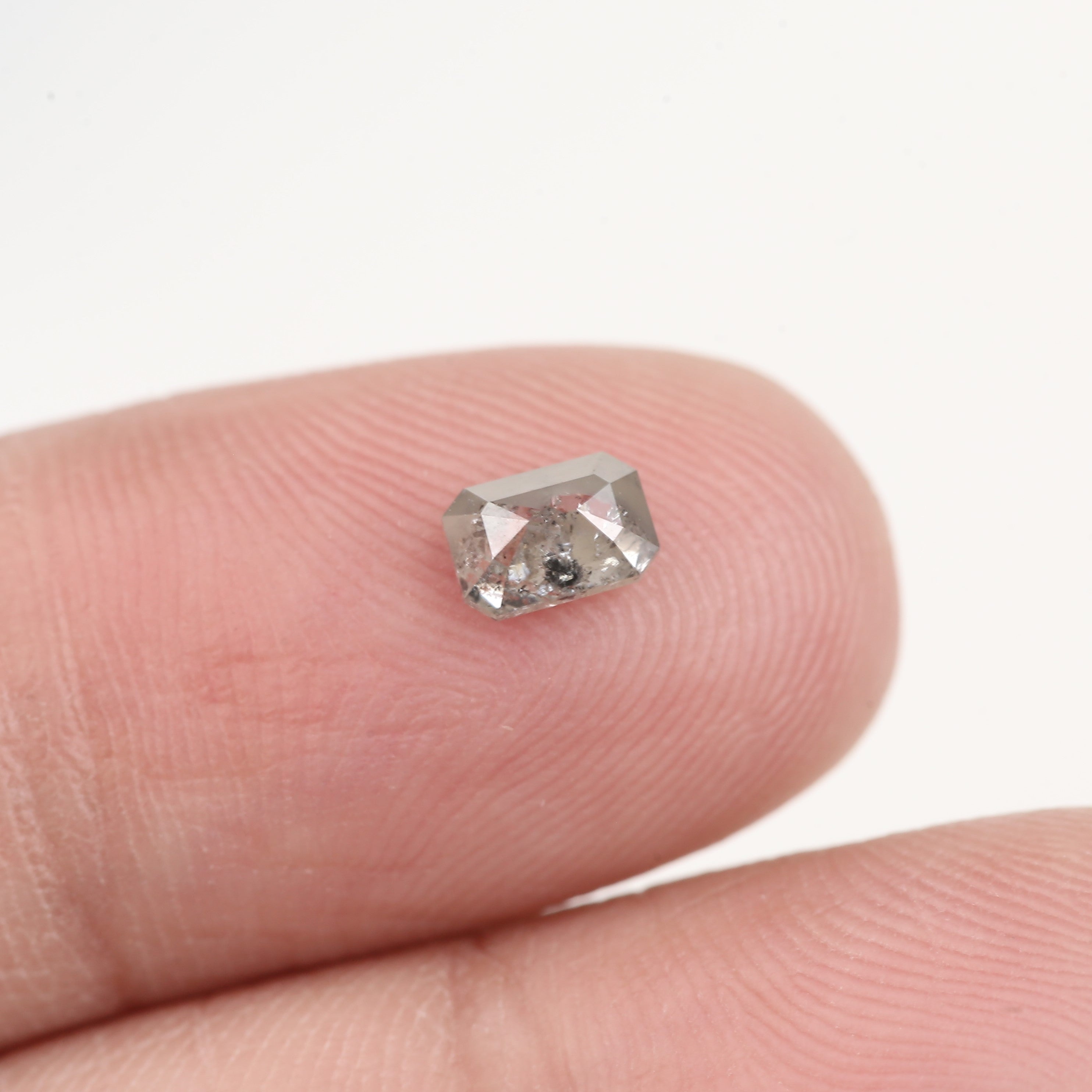 0.45 Carat Natural Light Grey Emerald Cut Salt And Pepper Diamond 5.17 MM