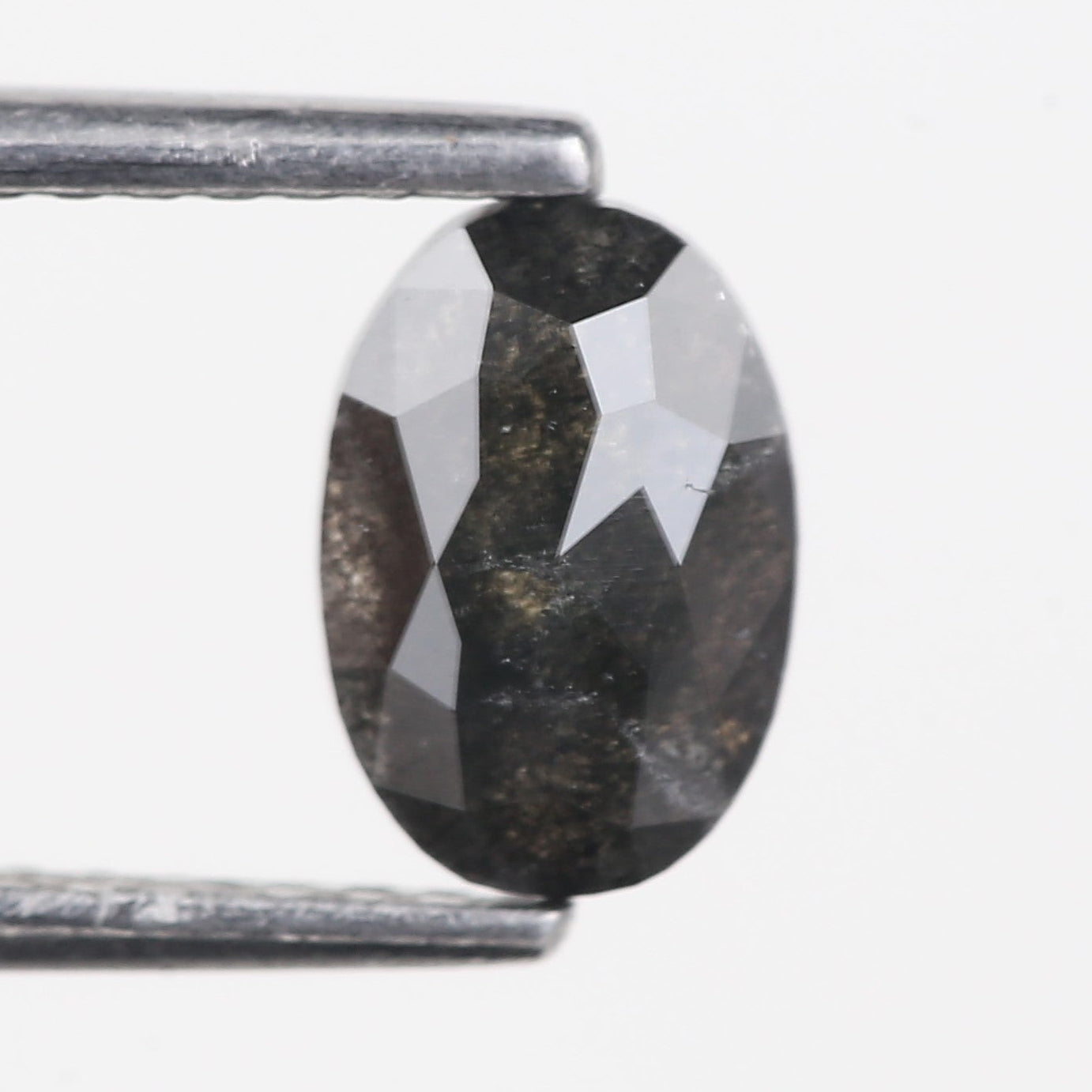 0.83 Carat Natural Oval Salt And Pepper Dark Grey Black Cut Diamond 7.24 MM