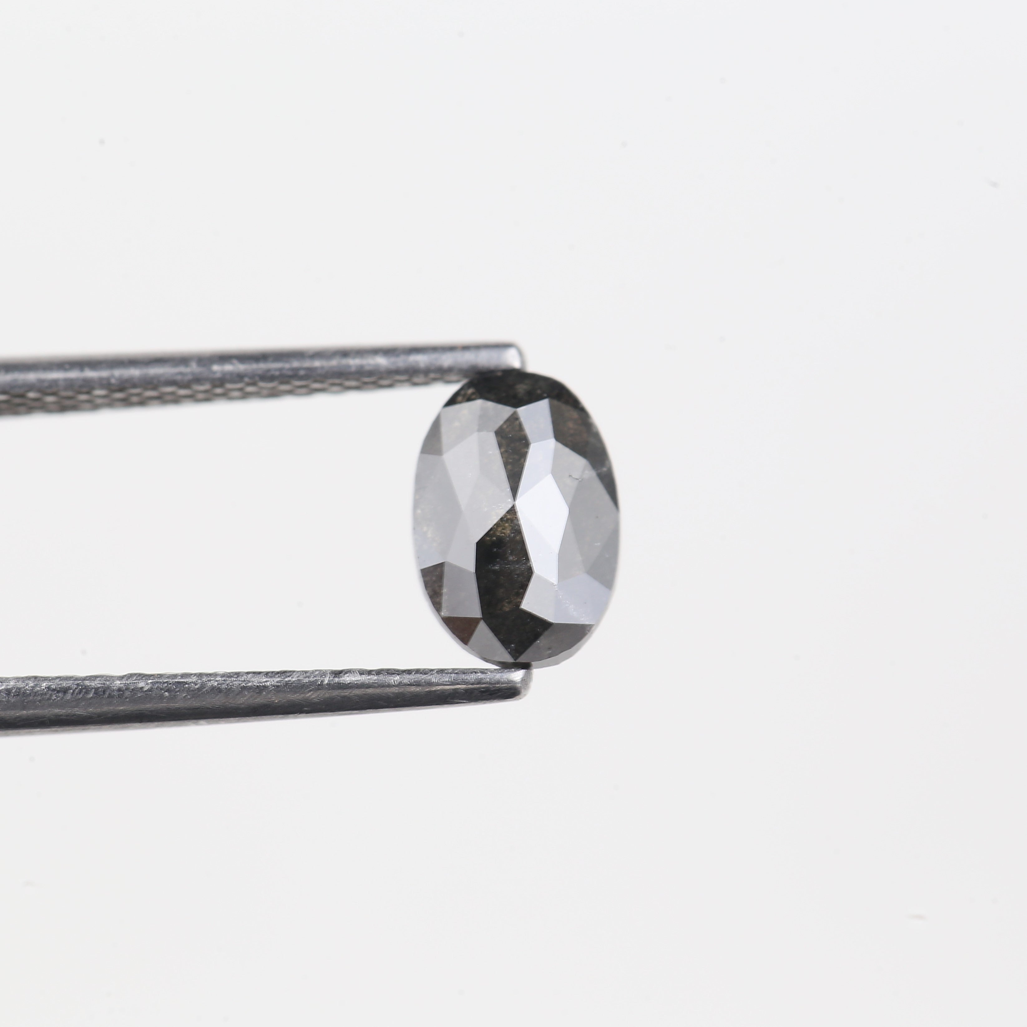 0.83 Carat Natural Oval Salt And Pepper Dark Grey Black Cut Diamond 7.24 MM