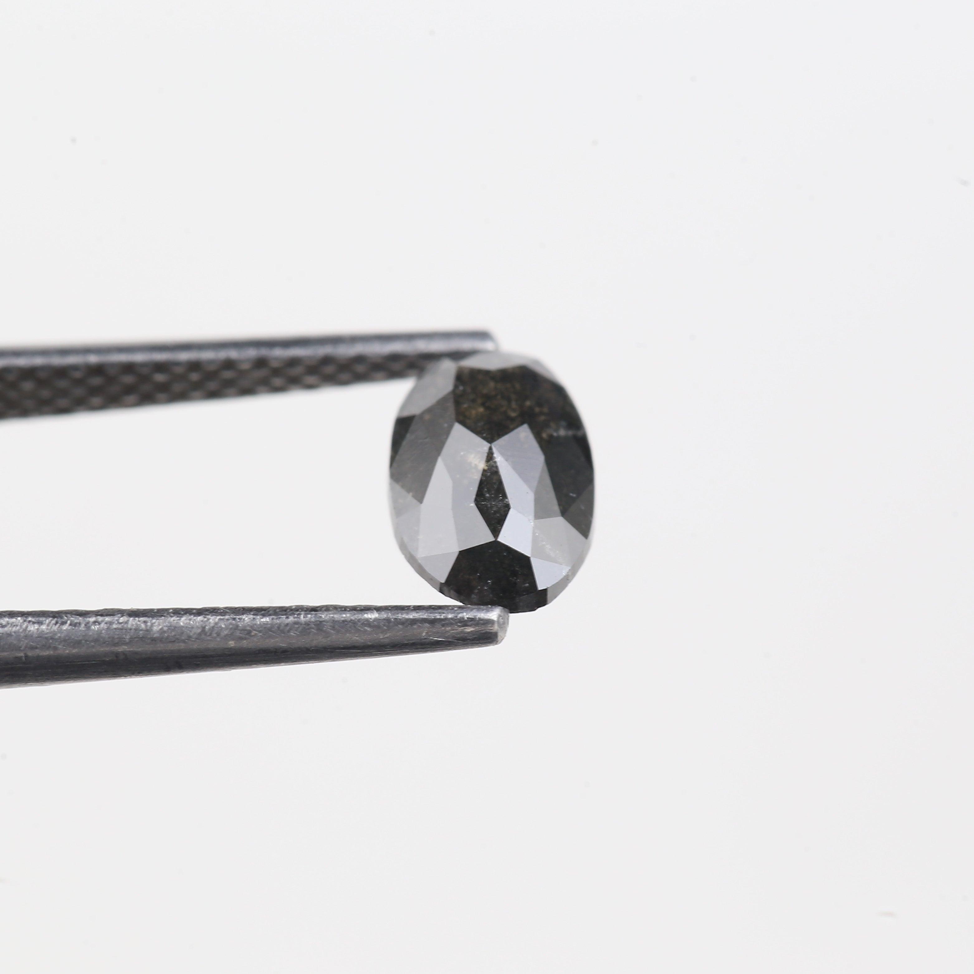 0.83 Carat Natural Oval Salt And Pepper Dark Grey Black Cut Diamond 7.24 MM