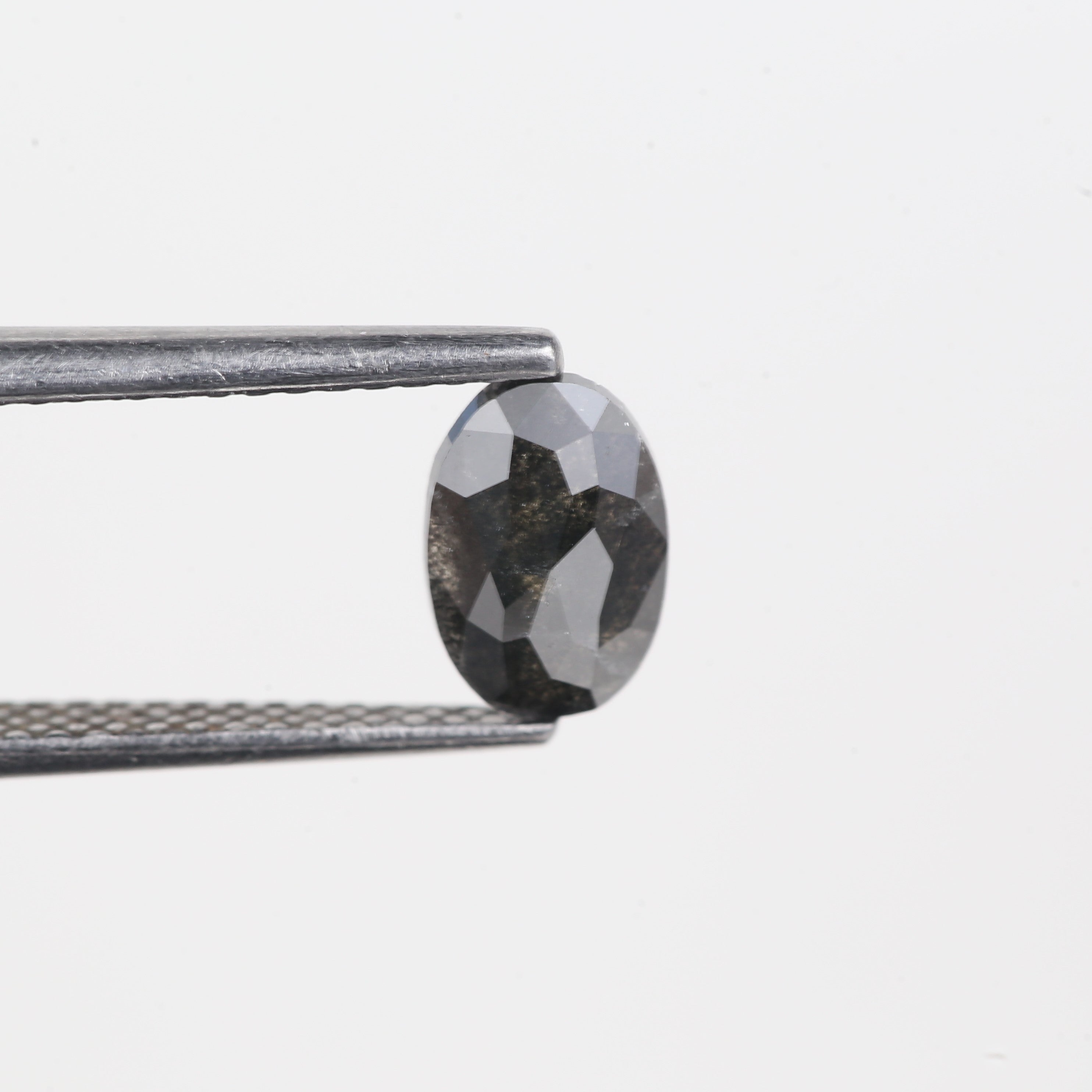 0.83 Carat Natural Oval Salt And Pepper Dark Grey Black Cut Diamond 7.24 MM