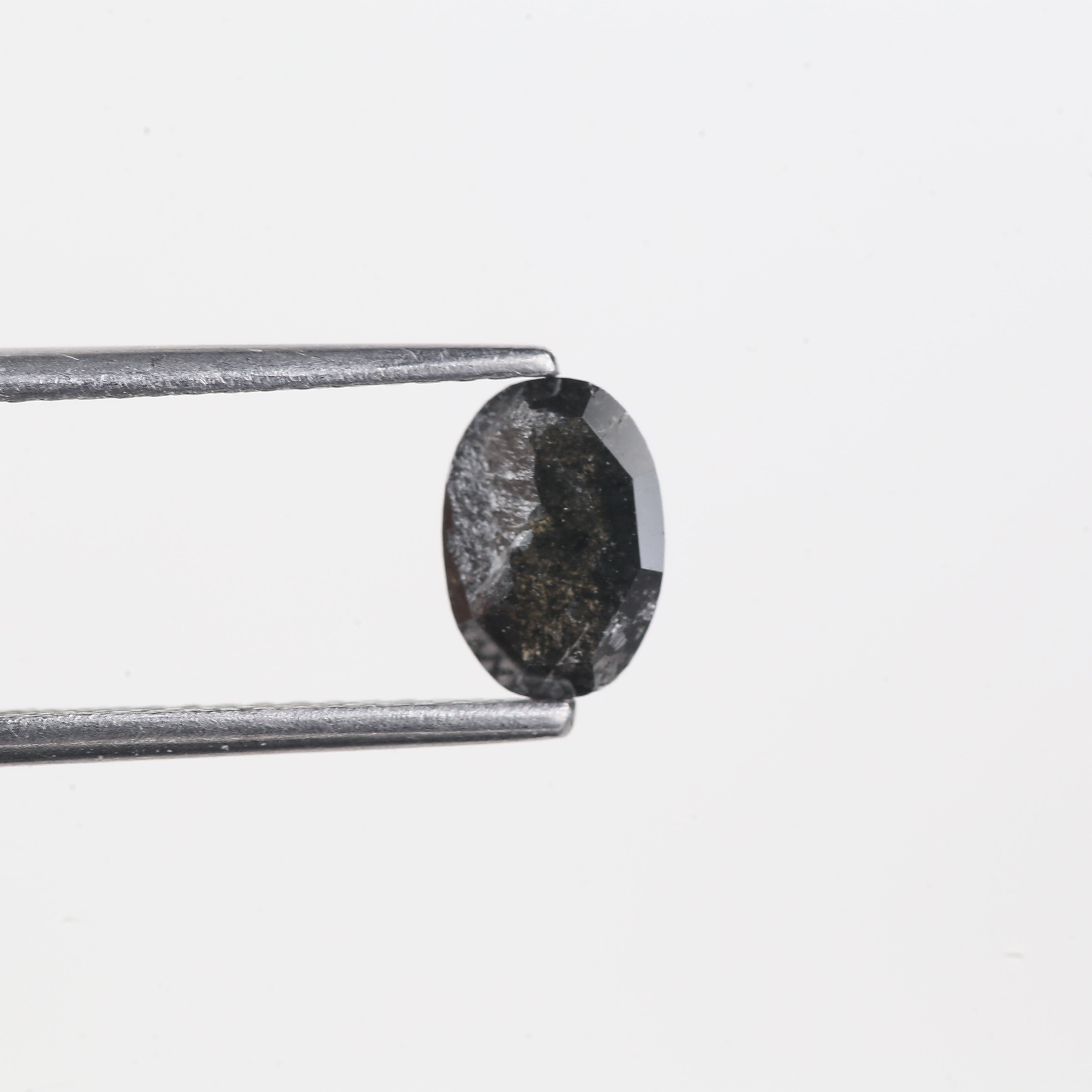 0.83 Carat Natural Oval Salt And Pepper Dark Grey Black Cut Diamond 7.24 MM