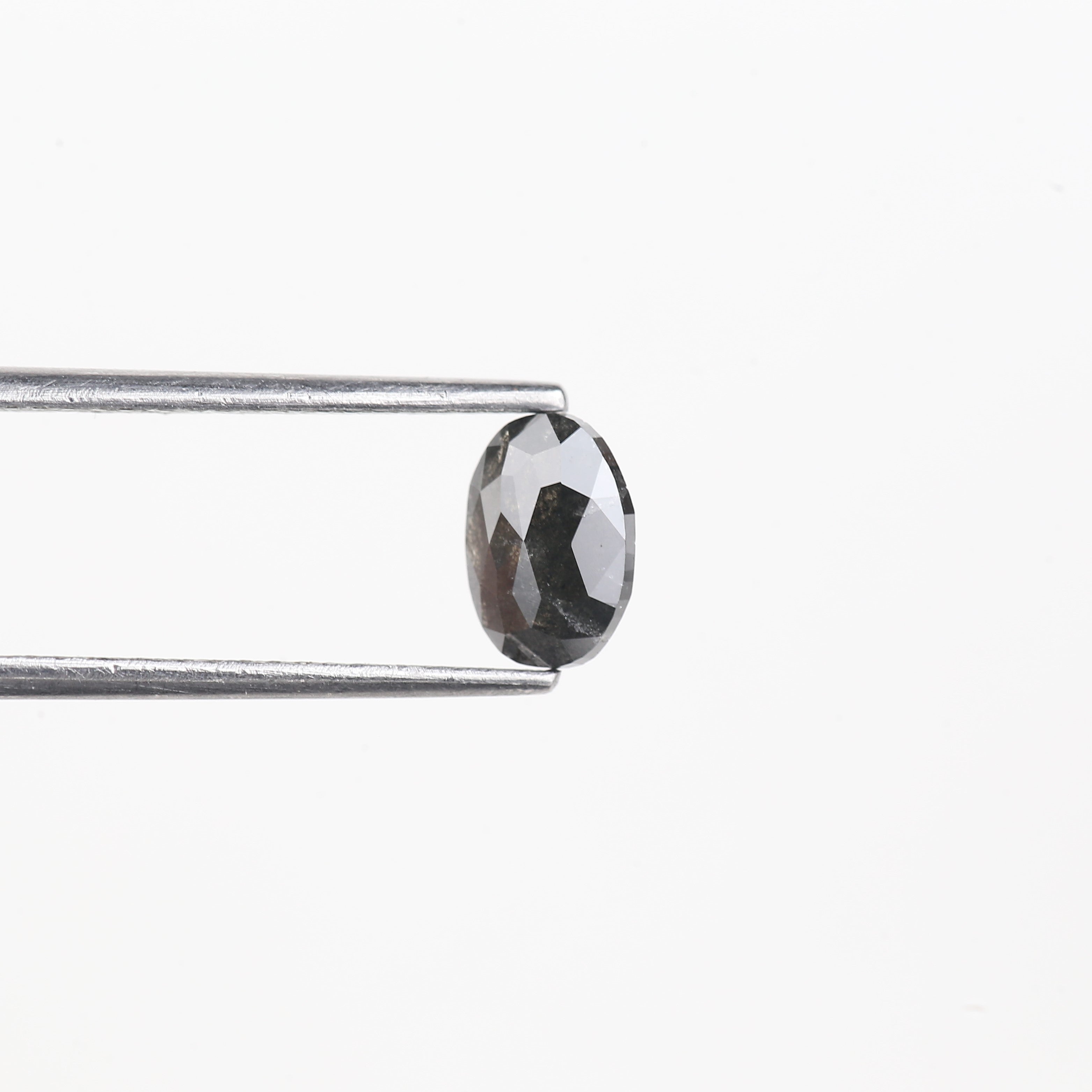 0.83 Carat Natural Oval Salt And Pepper Dark Grey Black Cut Diamond 7.24 MM