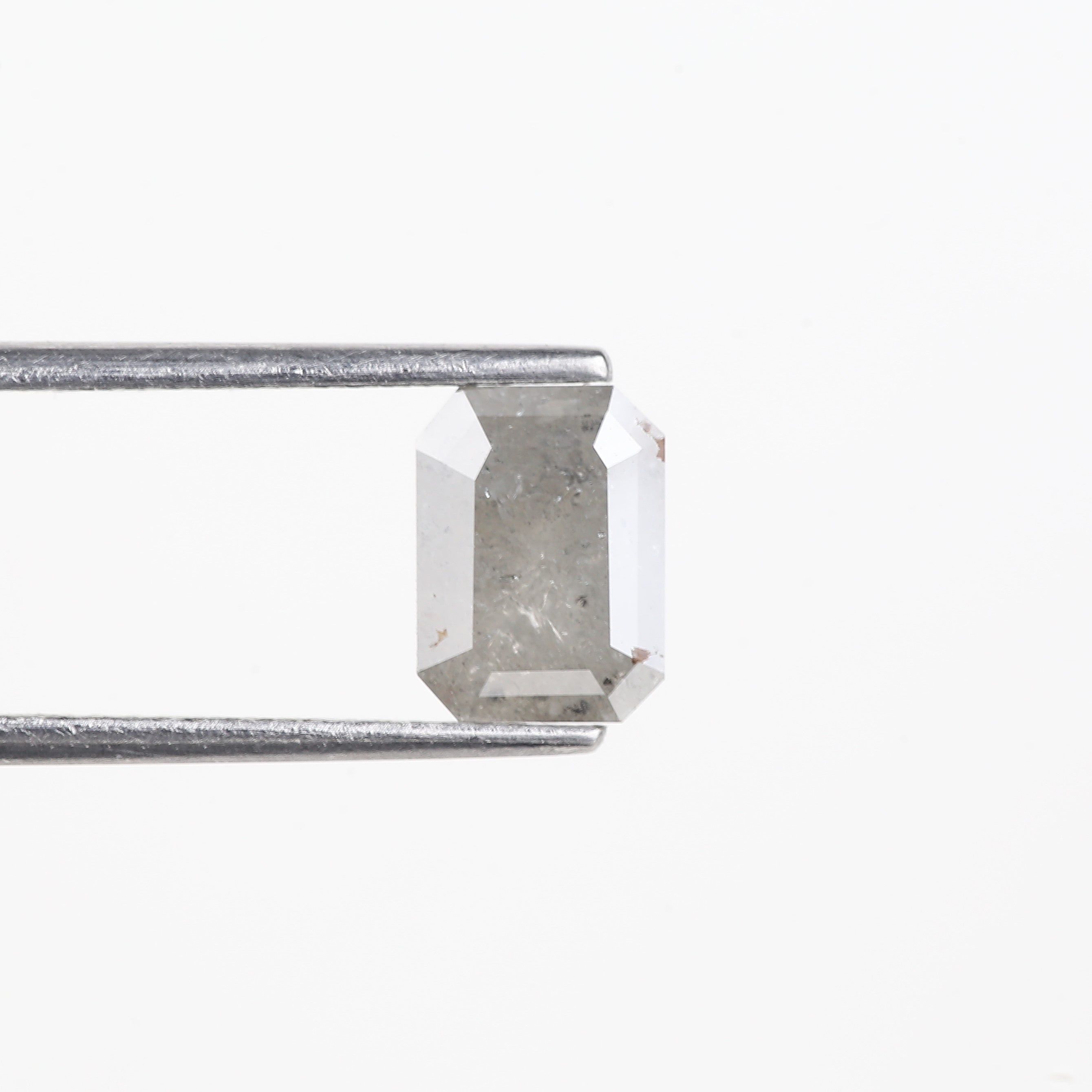 1.66 Carat Natural Gray Salt and Pepper Emerald Cut Diamond 8 MM