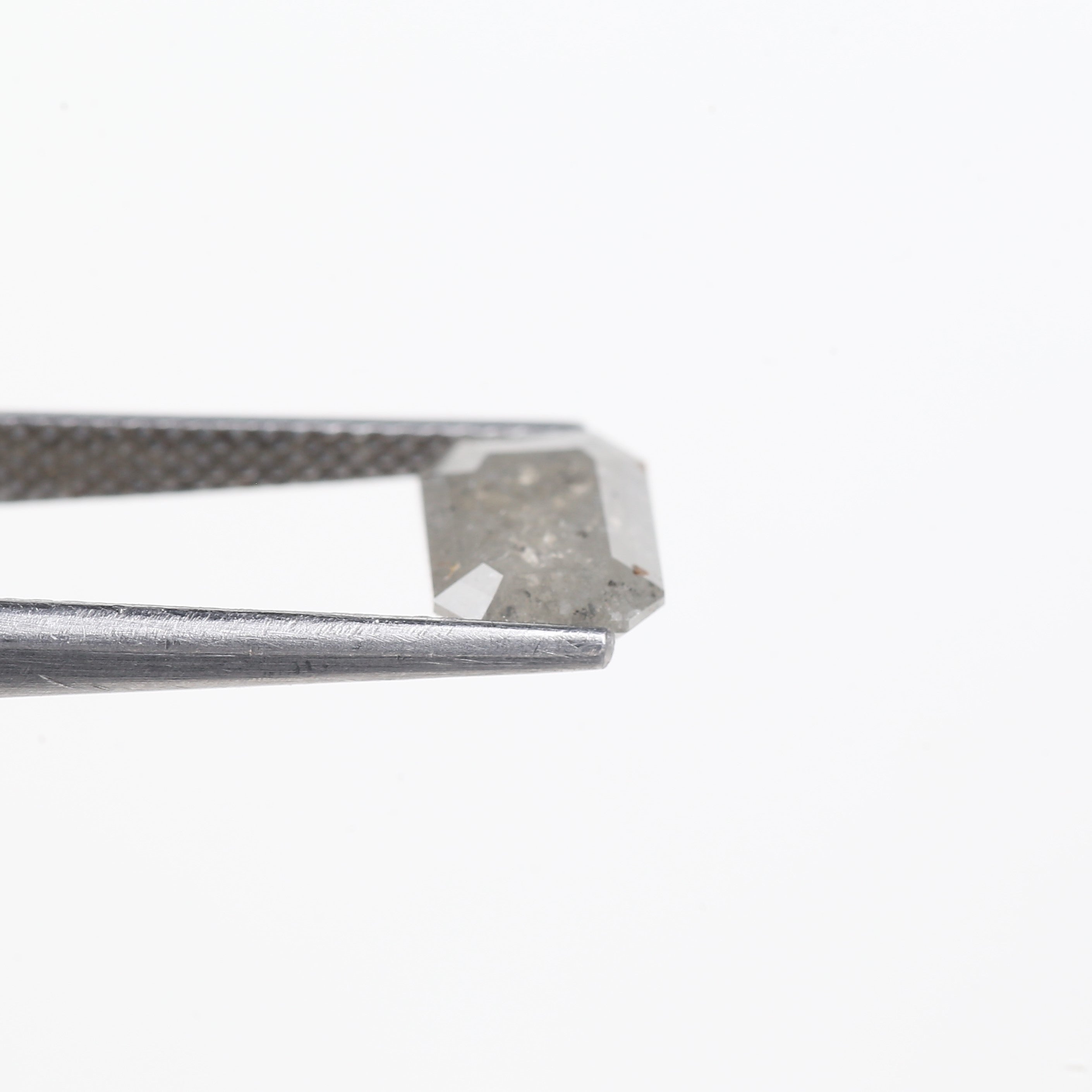 1.66 Carat Natural Gray Salt and Pepper Emerald Cut Diamond 8 MM