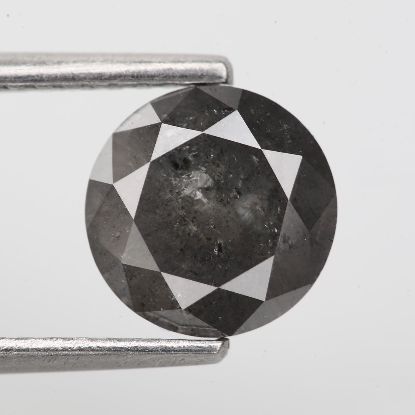 1.37 Carat Cloudy Grey Round Loose Salt and Pepper Diamond 5.95 MM - Blackdiamond