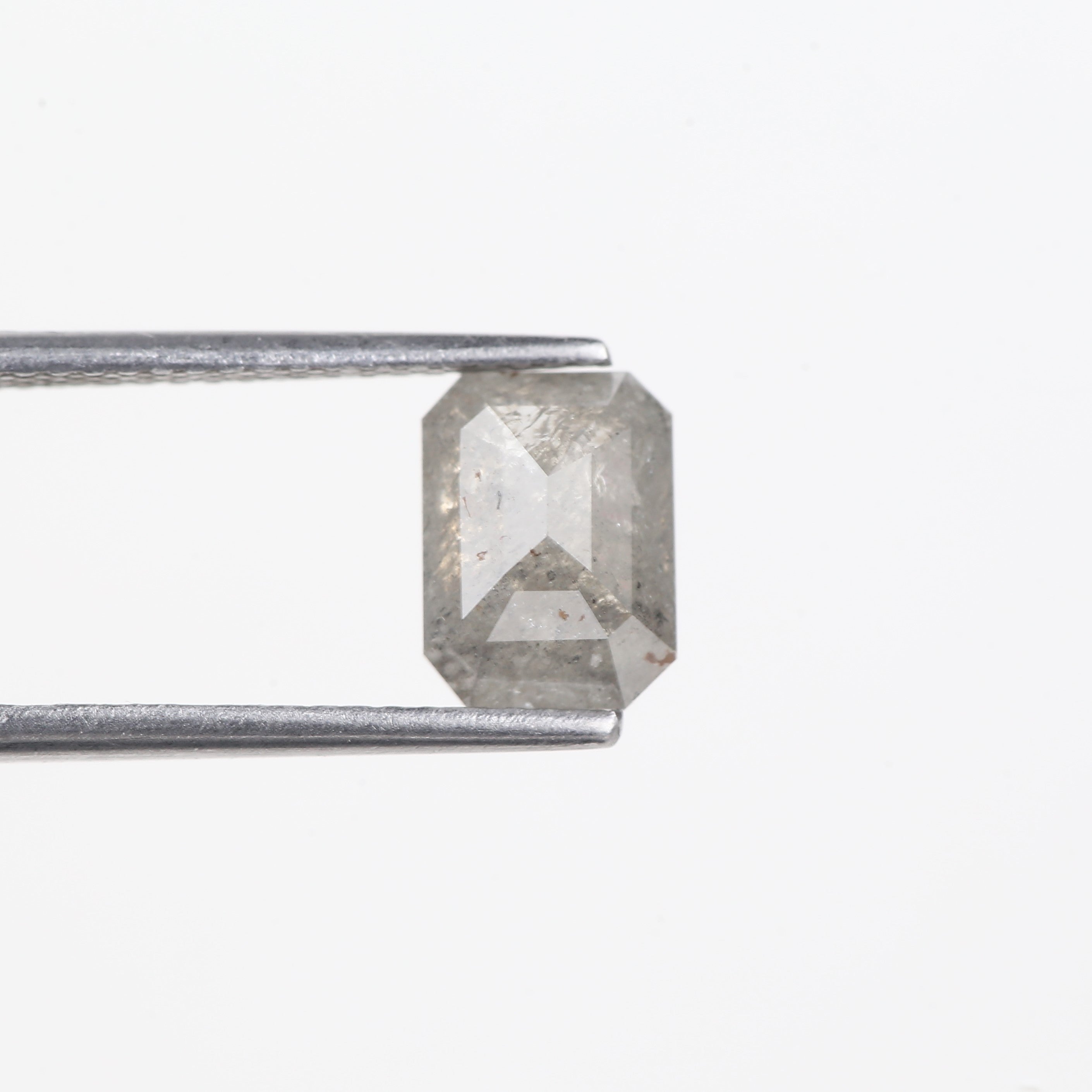 1.66 Carat Natural Gray Salt and Pepper Emerald Cut Diamond 8 MM