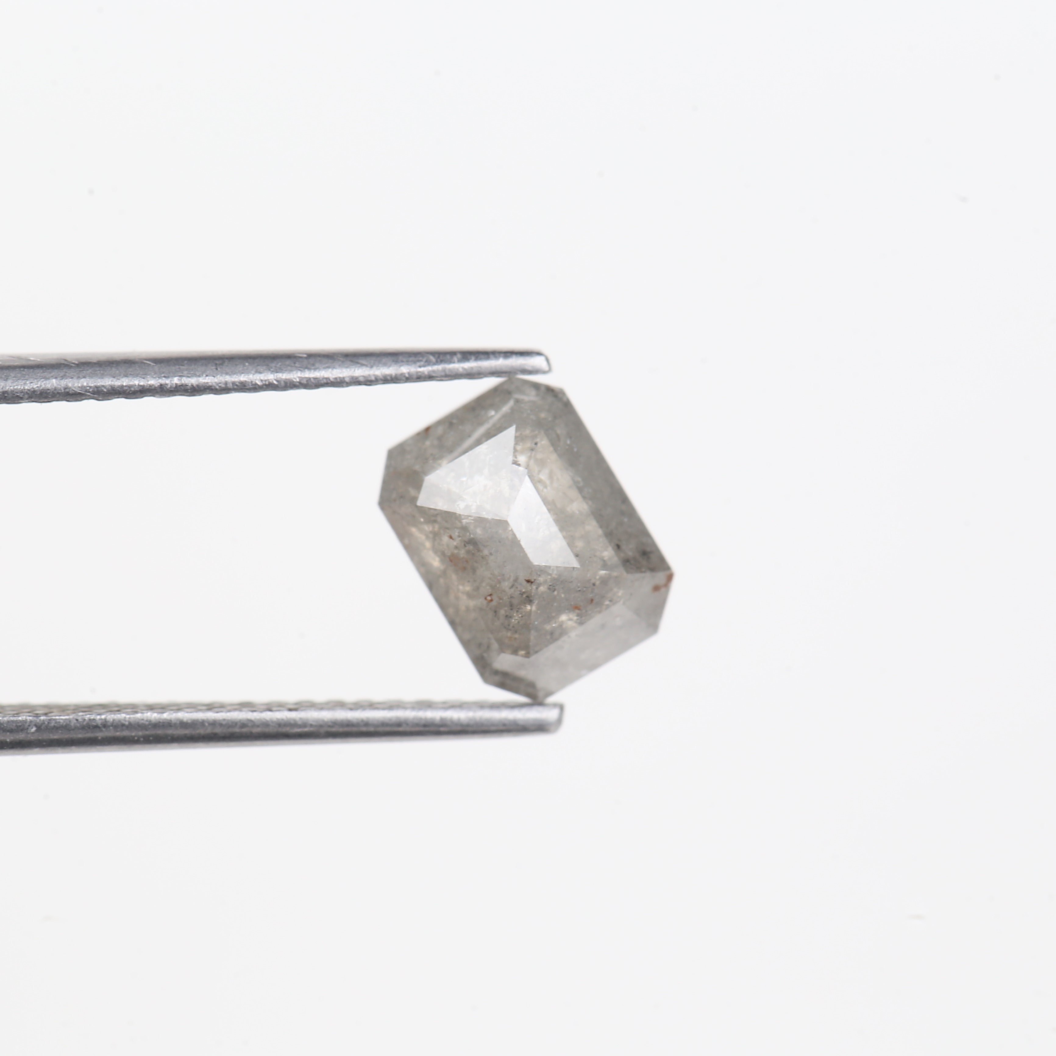 1.66 Carat Natural Gray Salt and Pepper Emerald Cut Diamond 8 MM