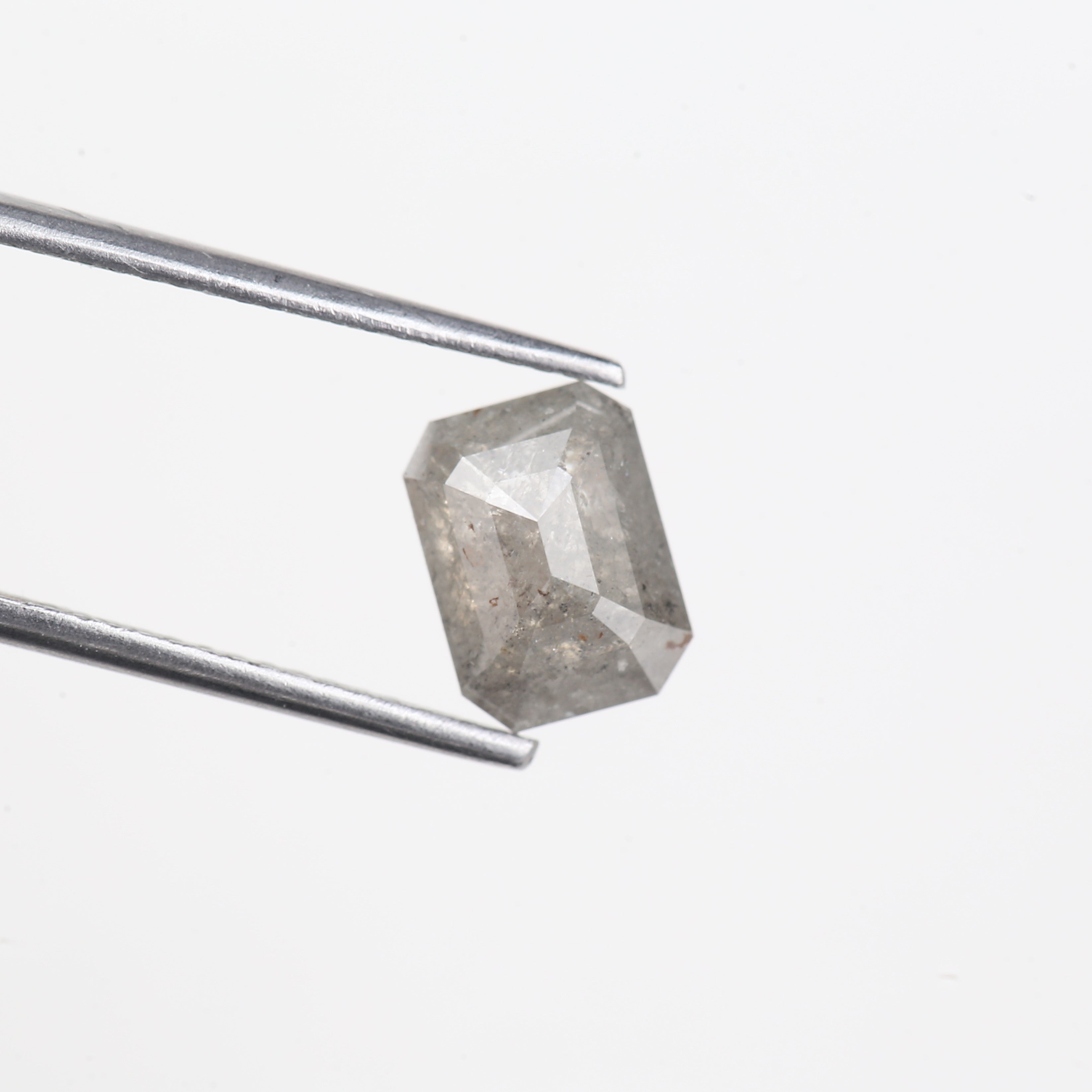 1.66 Carat Natural Gray Salt and Pepper Emerald Cut Diamond 8 MM