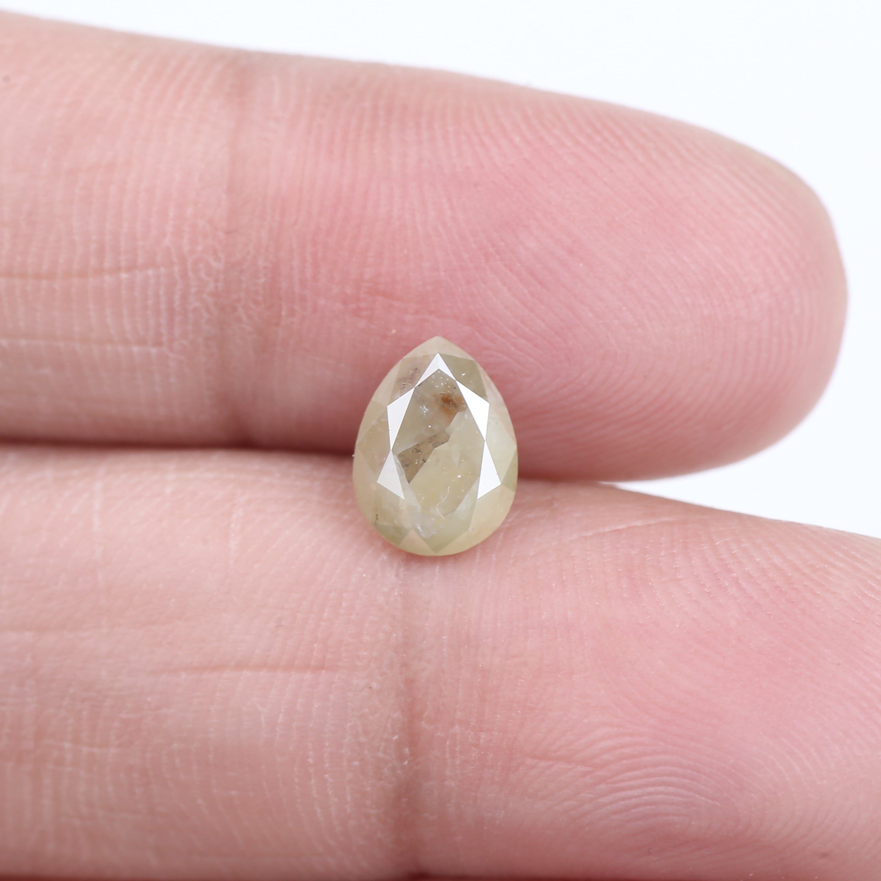 1.48 Carat Natural Salt And Pepper Yellow Pear Shape Diamond 8.17 MM