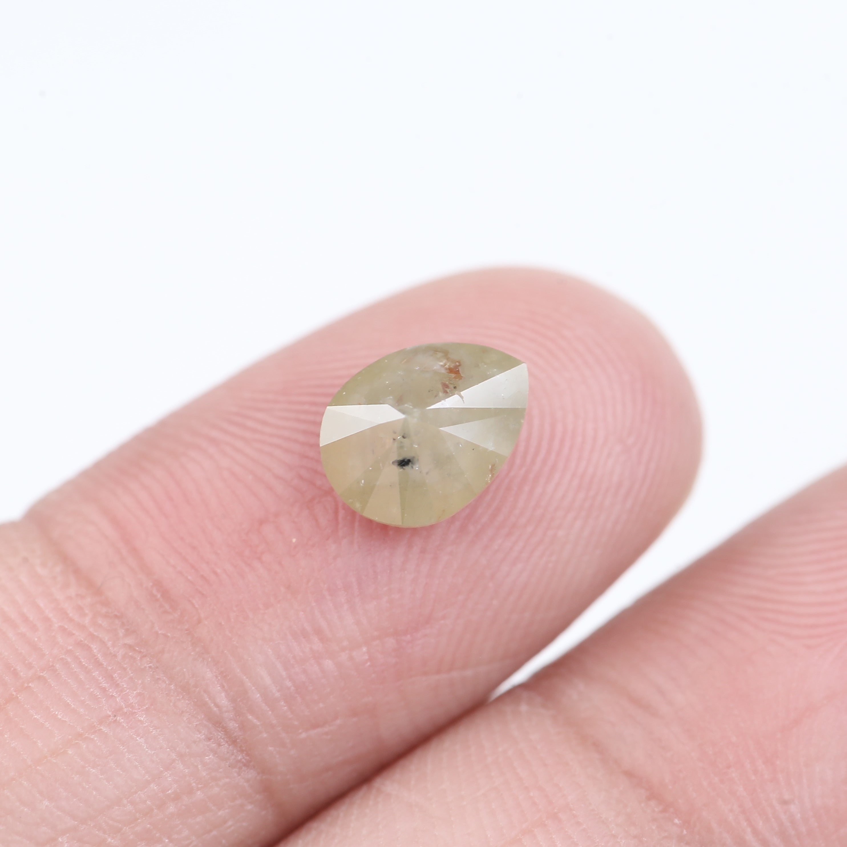 1.48 Carat Natural Salt And Pepper Yellow Pear Shape Diamond 8.17 MM