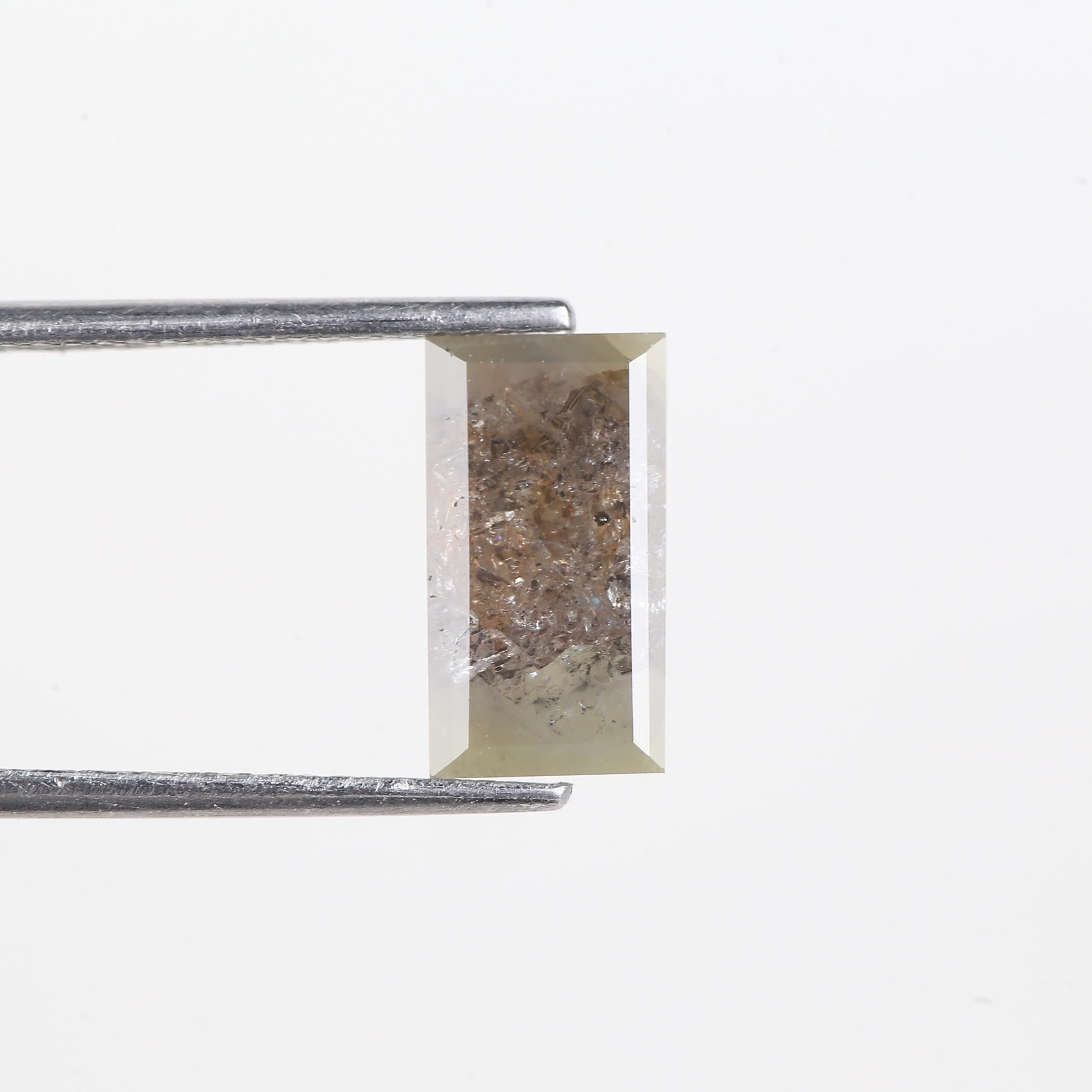 2.17 Carat Natural Salt And Pepper Baguette Cut Elongated Diamond