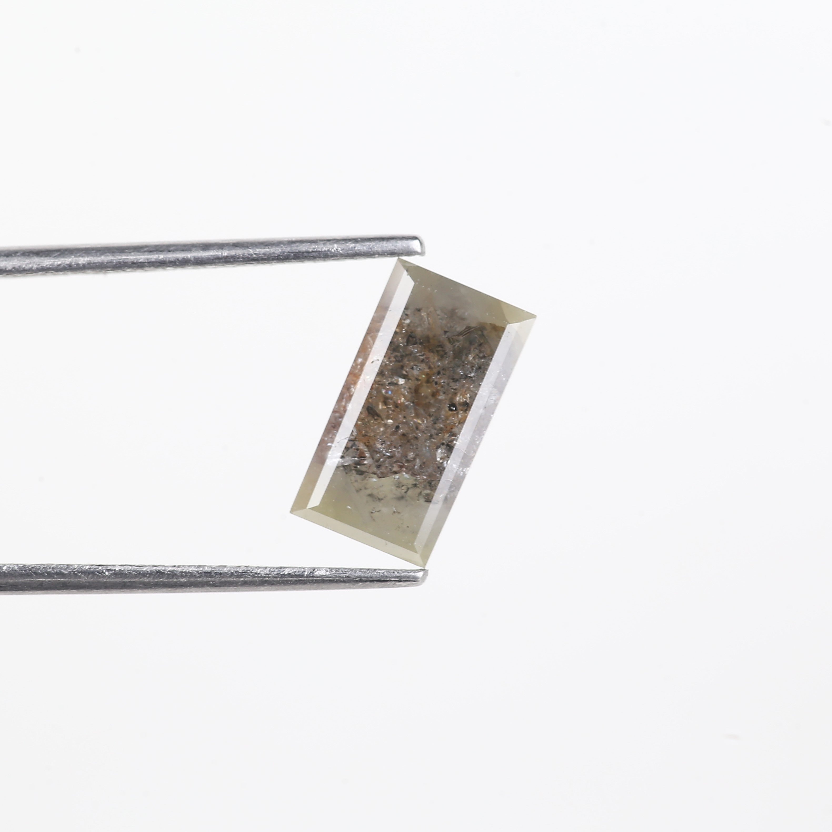 2.17 Carat Natural Salt And Pepper Baguette Cut Elongated Diamond