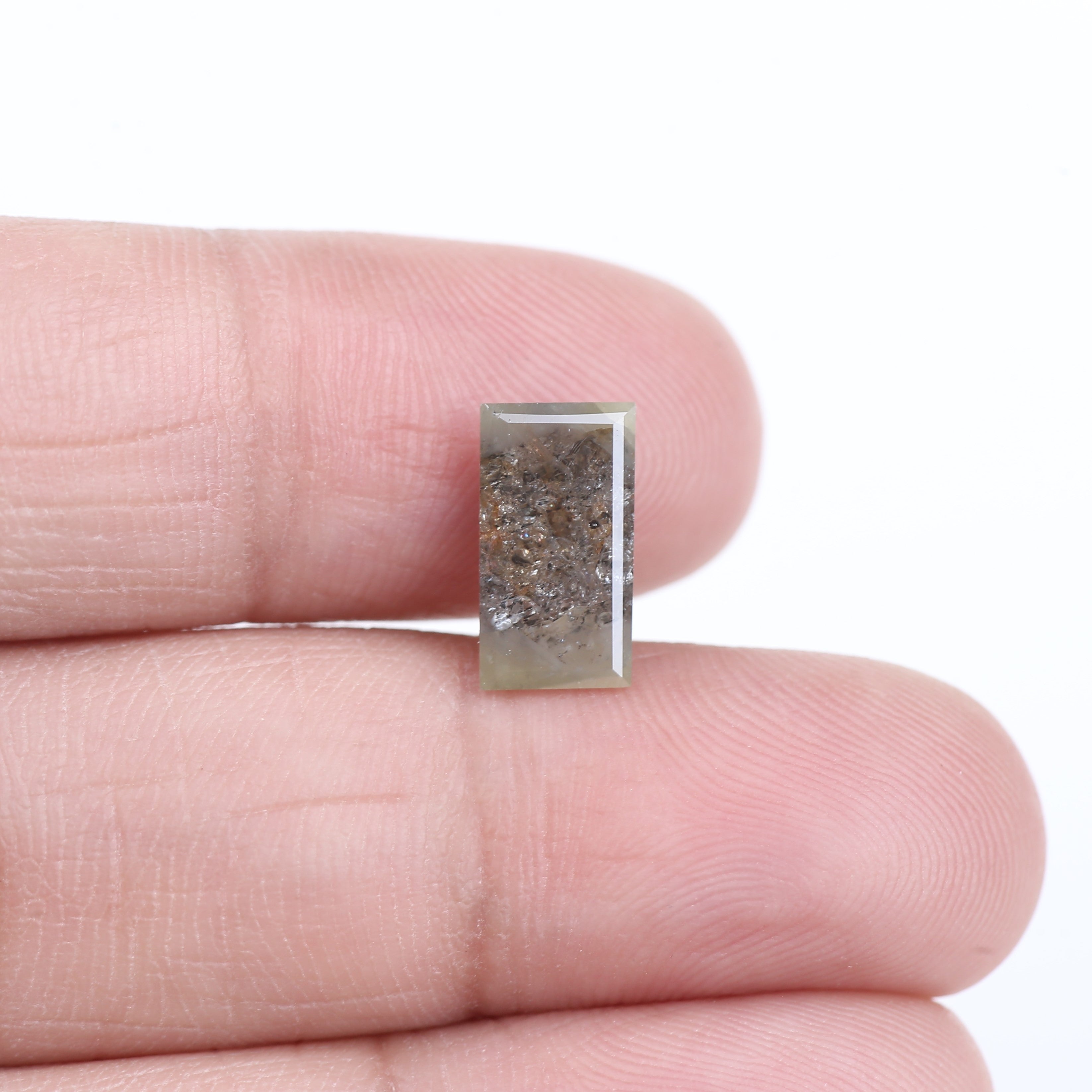 2.17 Carat Natural Salt And Pepper Baguette Cut Elongated Diamond