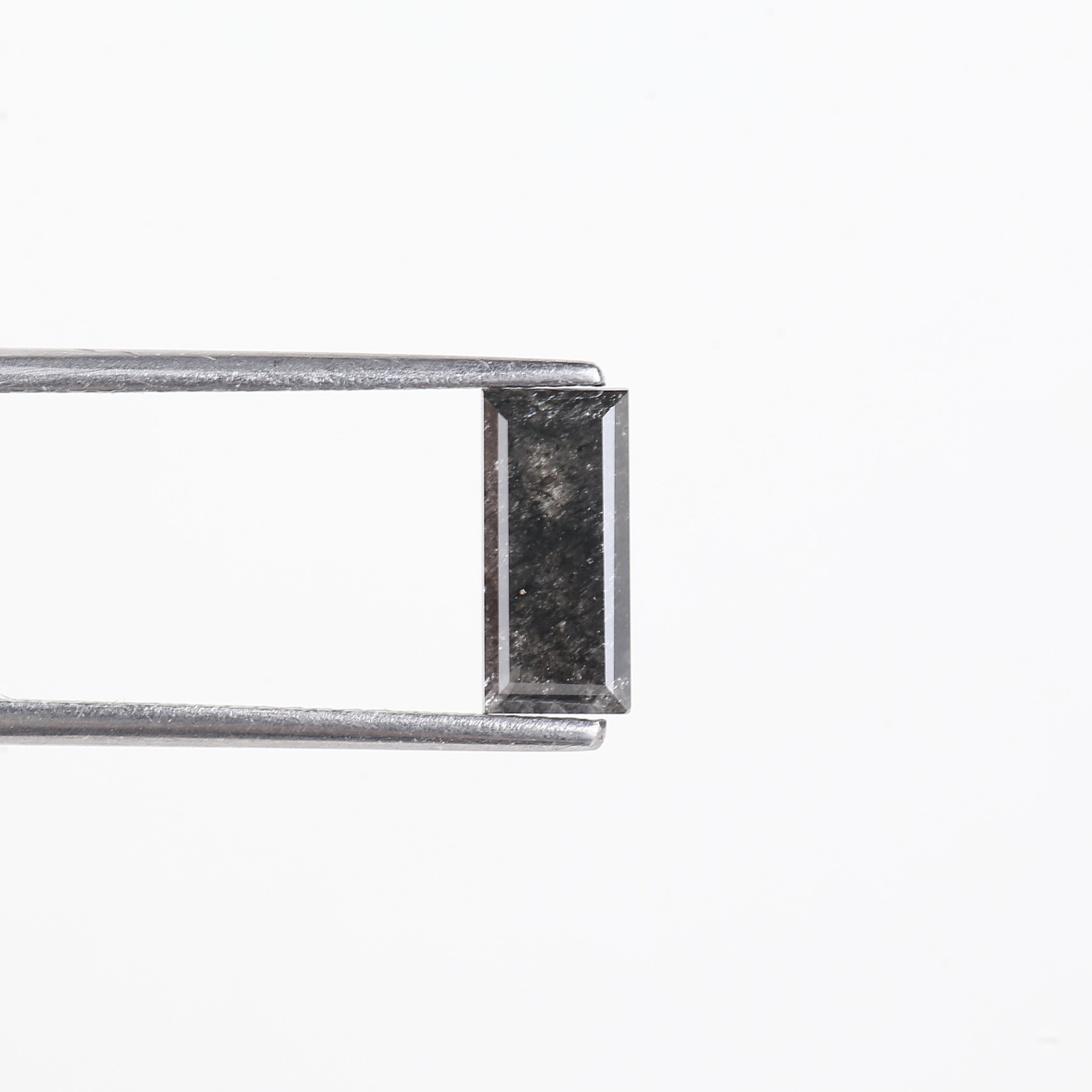 1.24 Carat Natural Grey Black Baguette Cut Salt And Pepper Diamond 9.06 MM