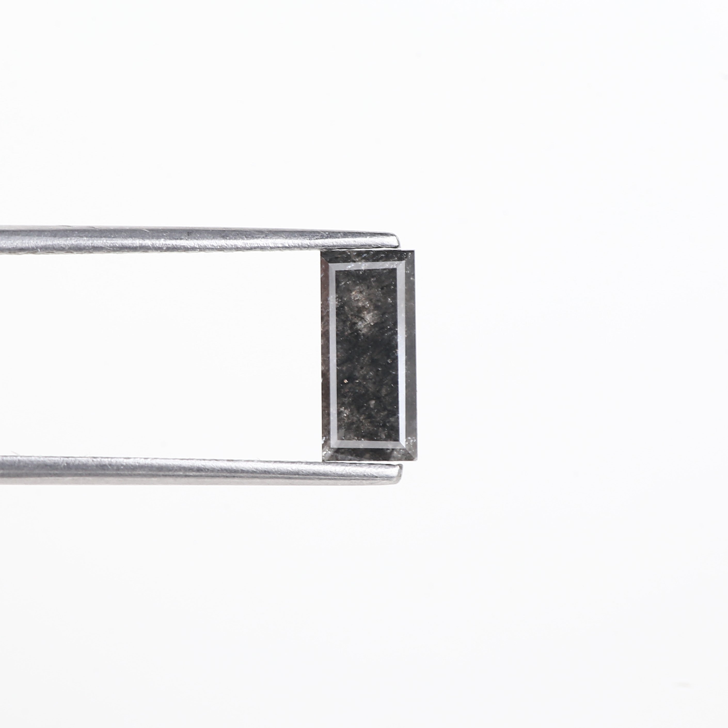 1.24 Carat Natural Grey Black Baguette Cut Salt And Pepper Diamond 9.06 MM