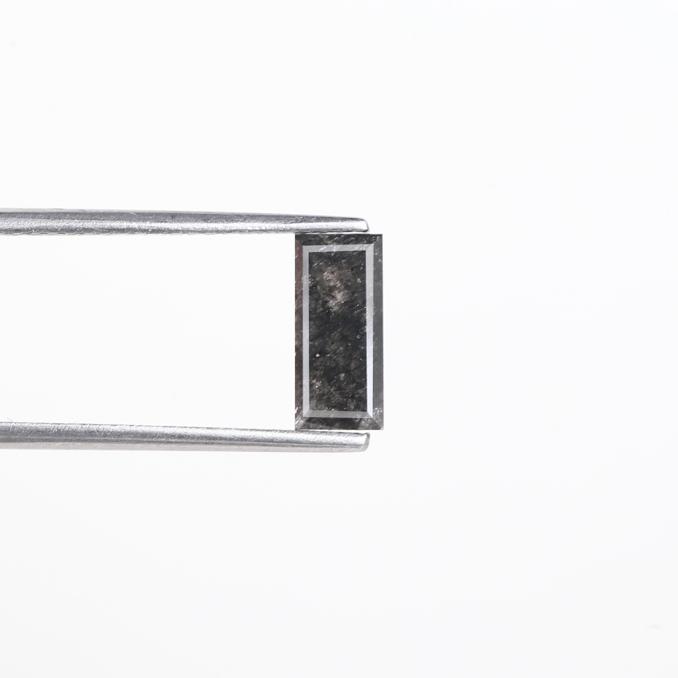 1.24 Carat Natural Grey Black Baguette Cut Salt And Pepper Diamond 9.06 MM